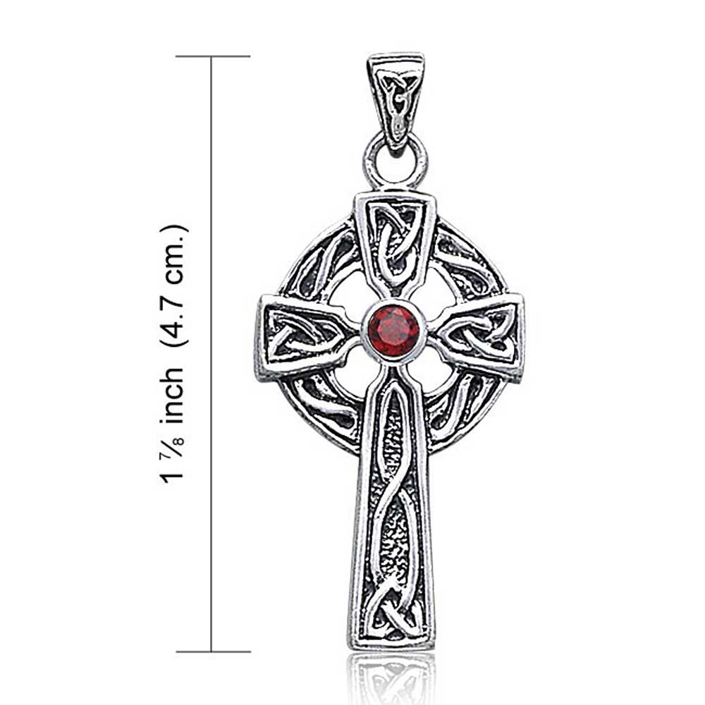 Love Knot Topaz Garnet CZ Trinity Cross Pendant Necklace - Image 3