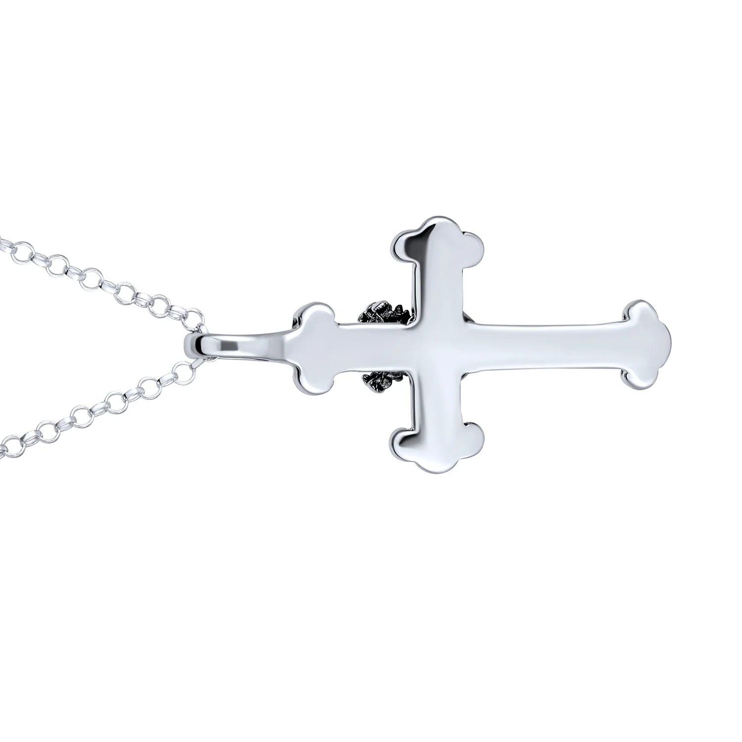 Saint James Fleur De Lis Cross Pendant Necklace Oxidized - Image 3