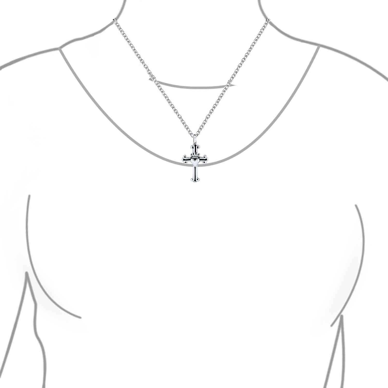 Saint James Fleur De Lis Cross Pendant Necklace Oxidized - Image 4