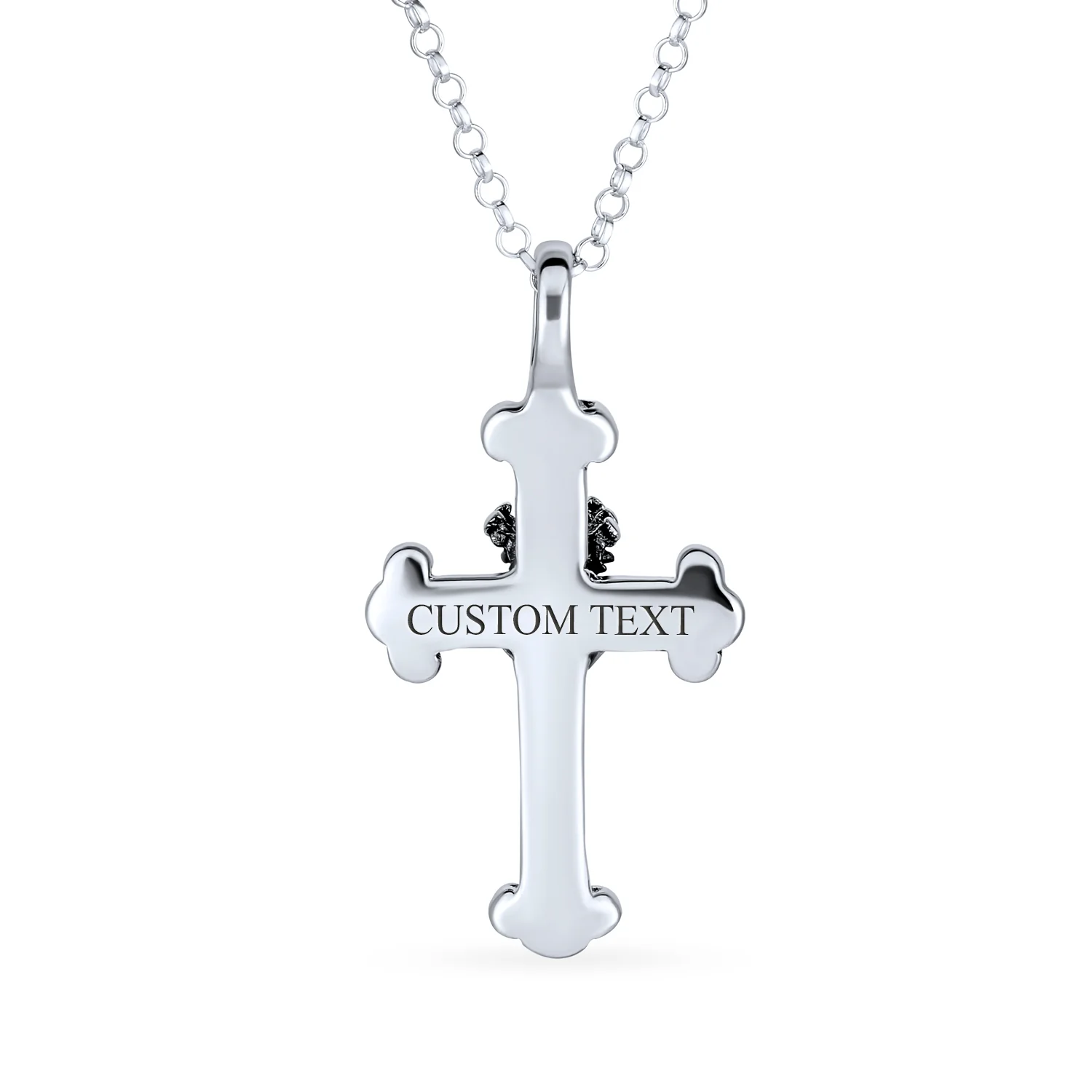 Saint James Fleur De Lis Cross Pendant Necklace Oxidized - Image 6