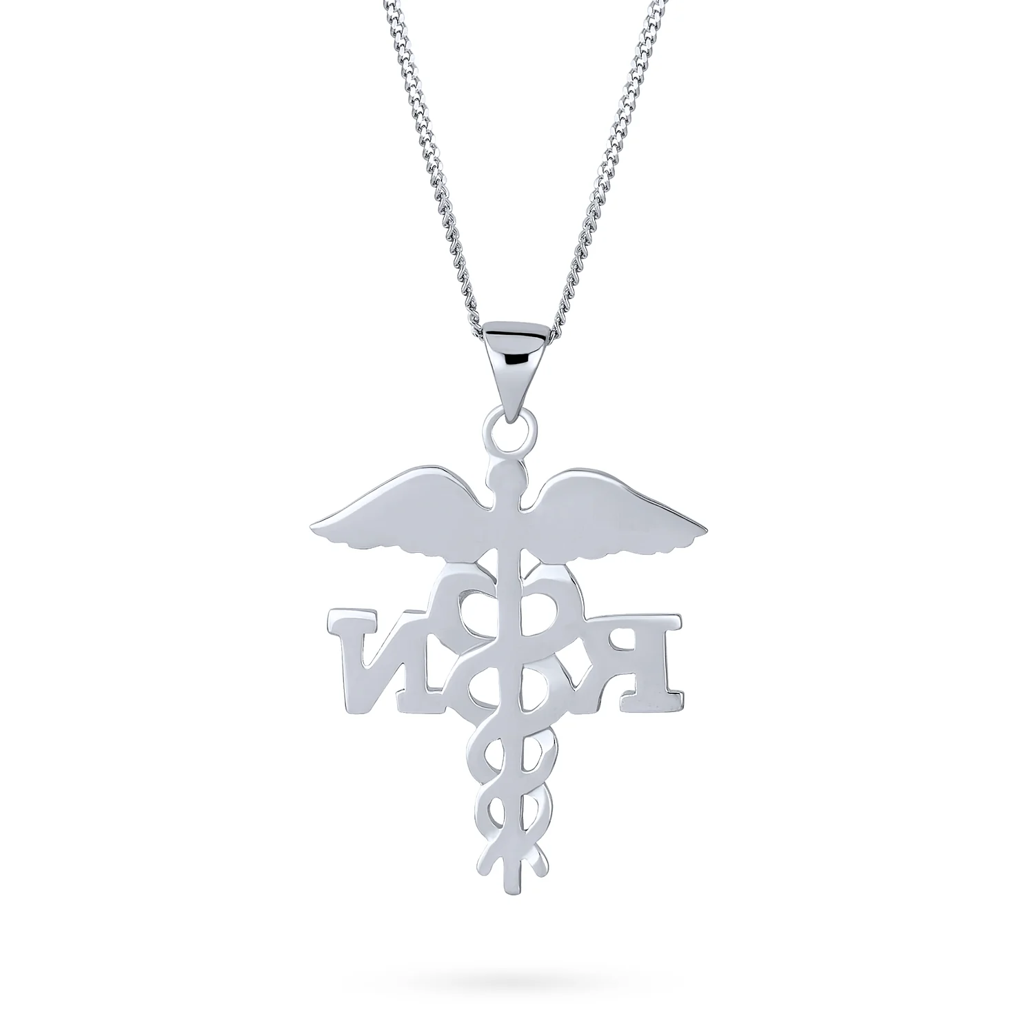 Angel Wings Stethoscope RN Nurse Caduceus Pendant Necklace - Image 2