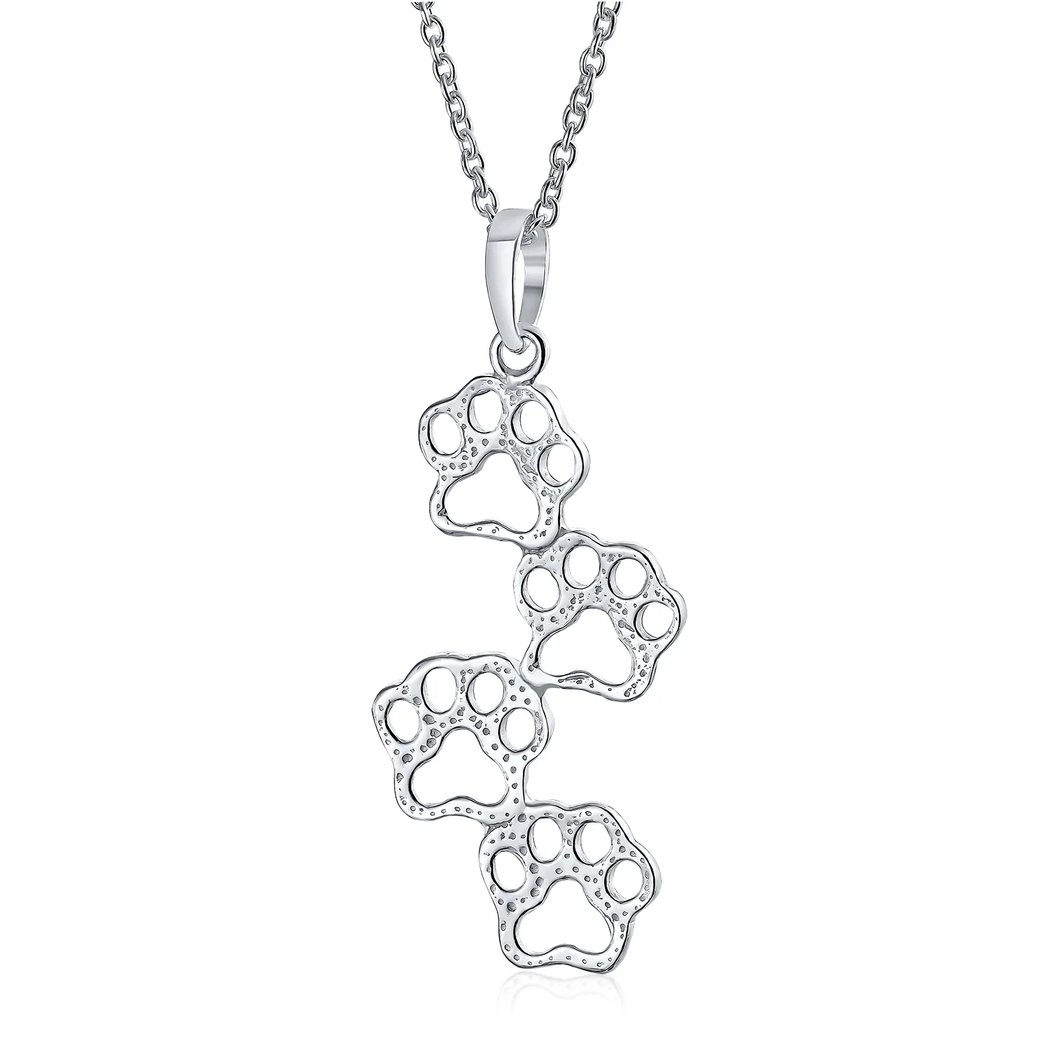 Animal Paw Prints Pendant Necklace Silver Pet Lovers - Image 2