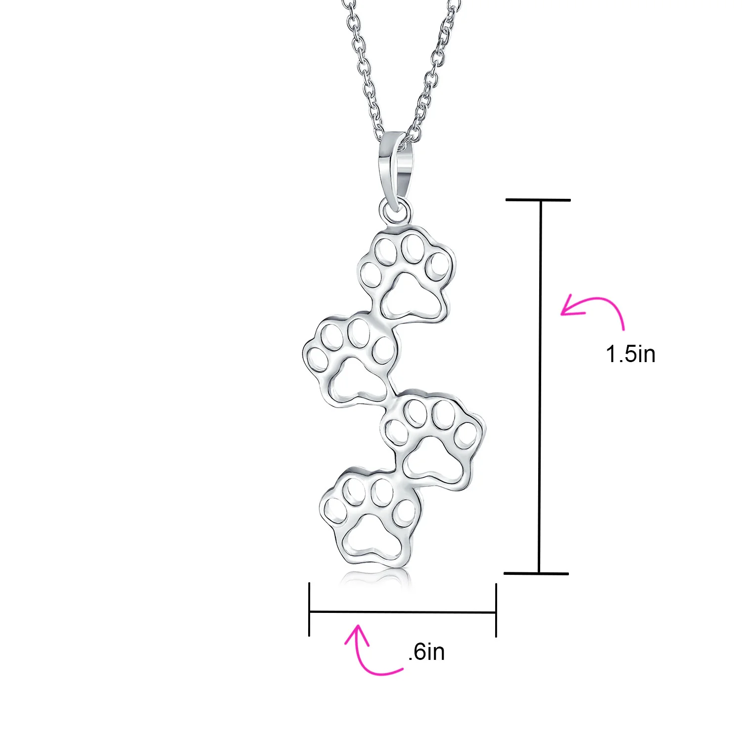 Animal Paw Prints Pendant Necklace Silver Pet Lovers - Image 4