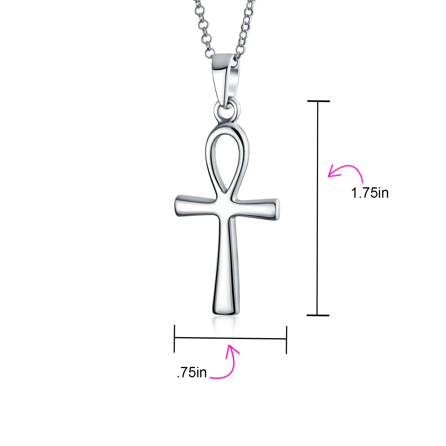 Sterling Silver Ankh Cross Pendant Necklace Men and Teens - Image 4