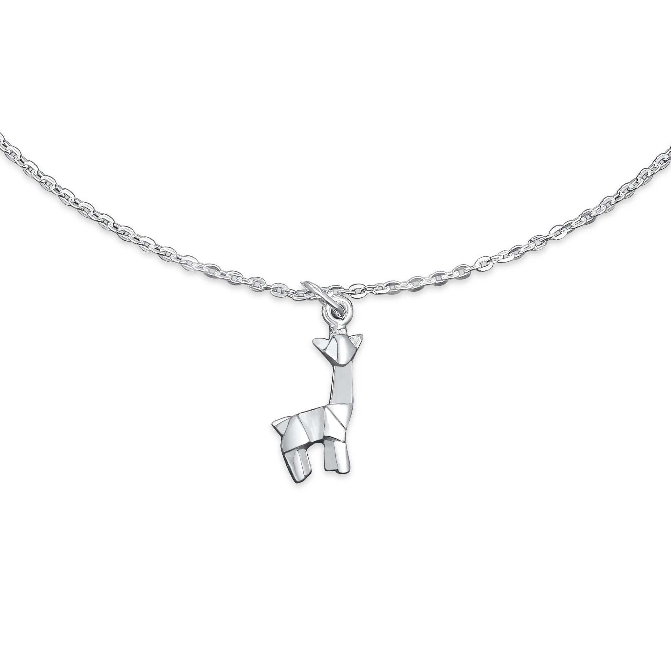 3D Origami Giraffe Anklet Sterling Silver 9-10 Inch - Image 2