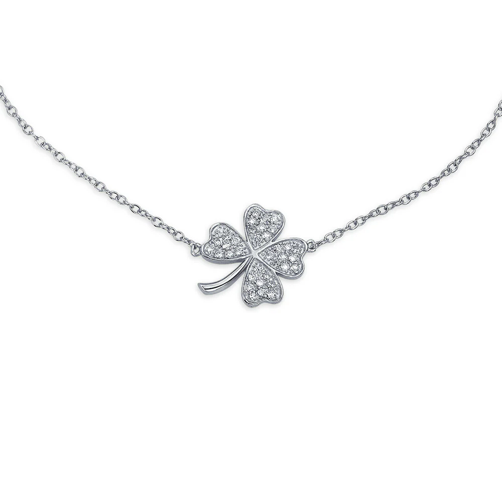 Cubic Zirconia CZ Four Leaf Clover Anklet Ankle Bracelet Gold Plated - Image 3