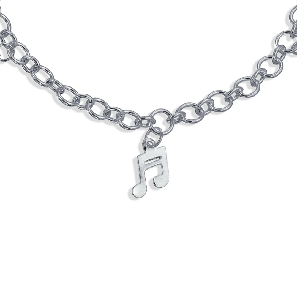 Musician Bells Clef Music Notes Charm Anklet Ankle Bracelet .925 Sterling Silver - Image 2
