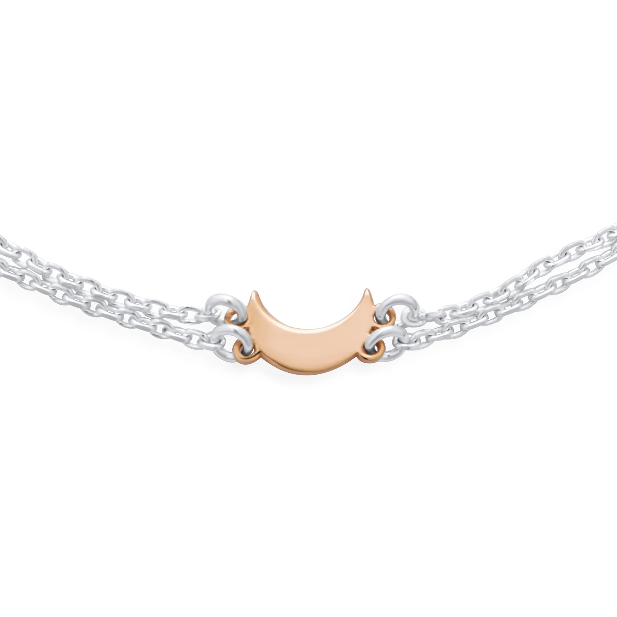 Double Chain Moon & Stars Anklet Ankle Bracelet Rose Gold Sterling Silver - Image 3