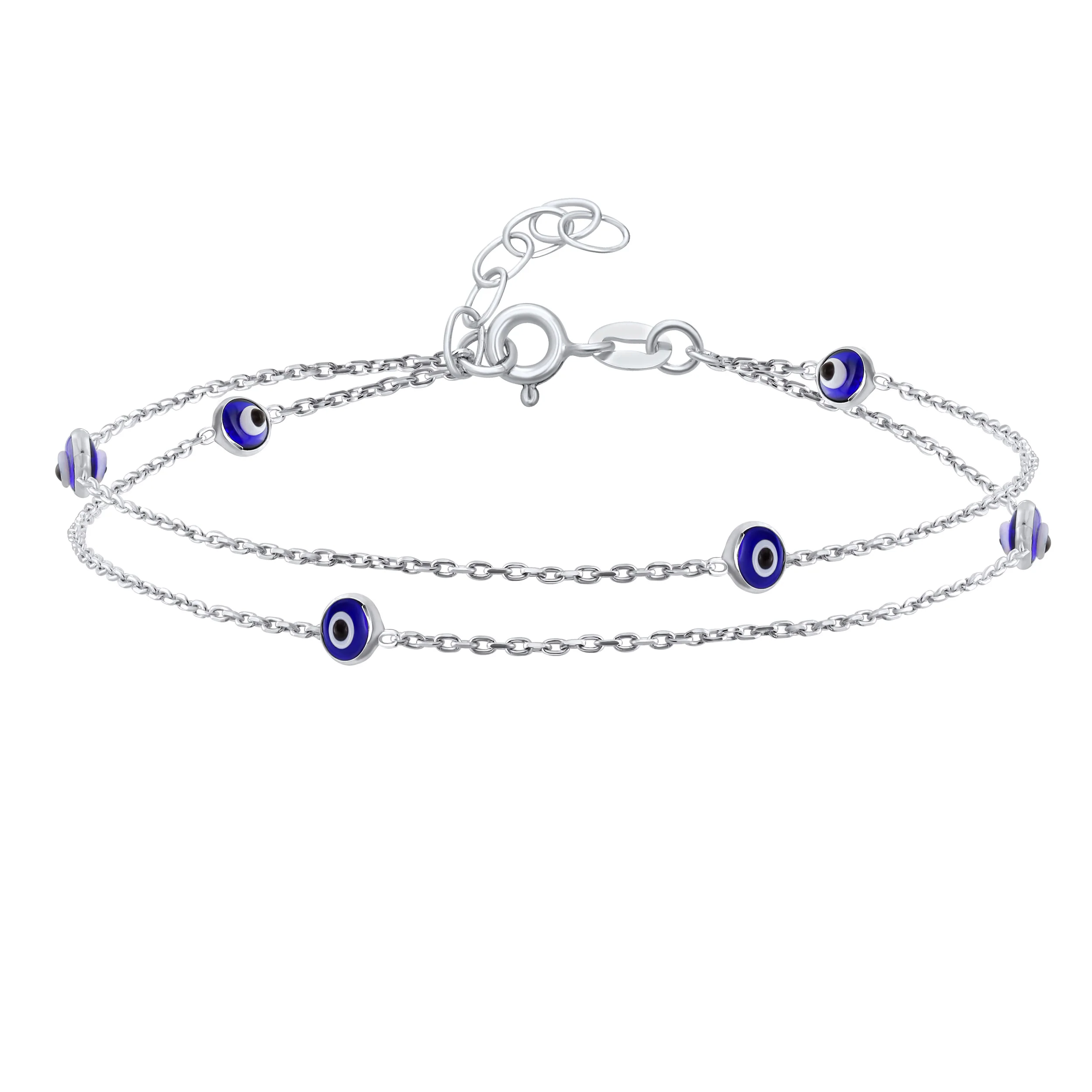 Protection Amulet Evil Eye Anklet Ankle Bracelet Aqua Blue Sterling Silver - Image 3