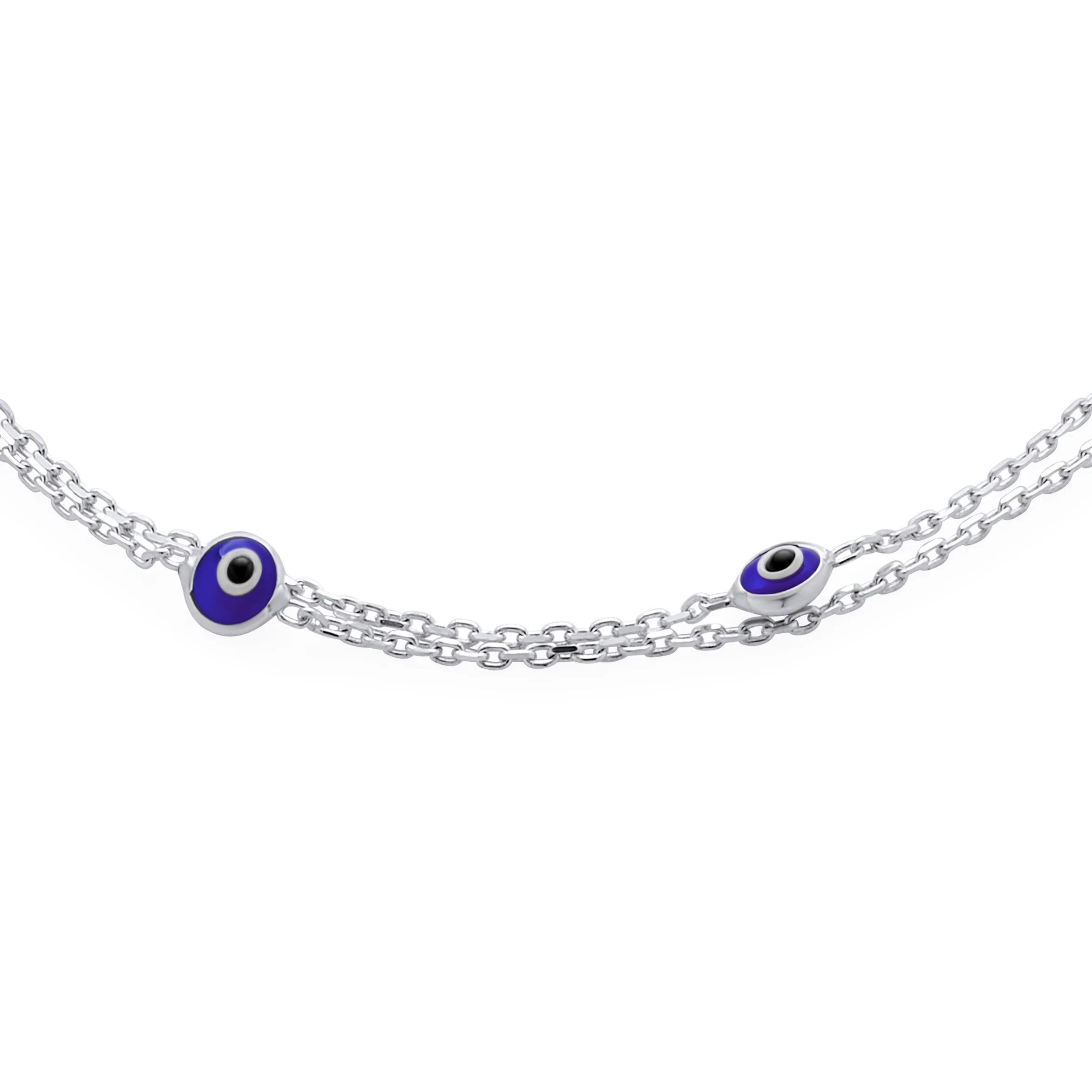 Protection Amulet Evil Eye Anklet Ankle Bracelet Aqua Blue Sterling Silver - Image 9