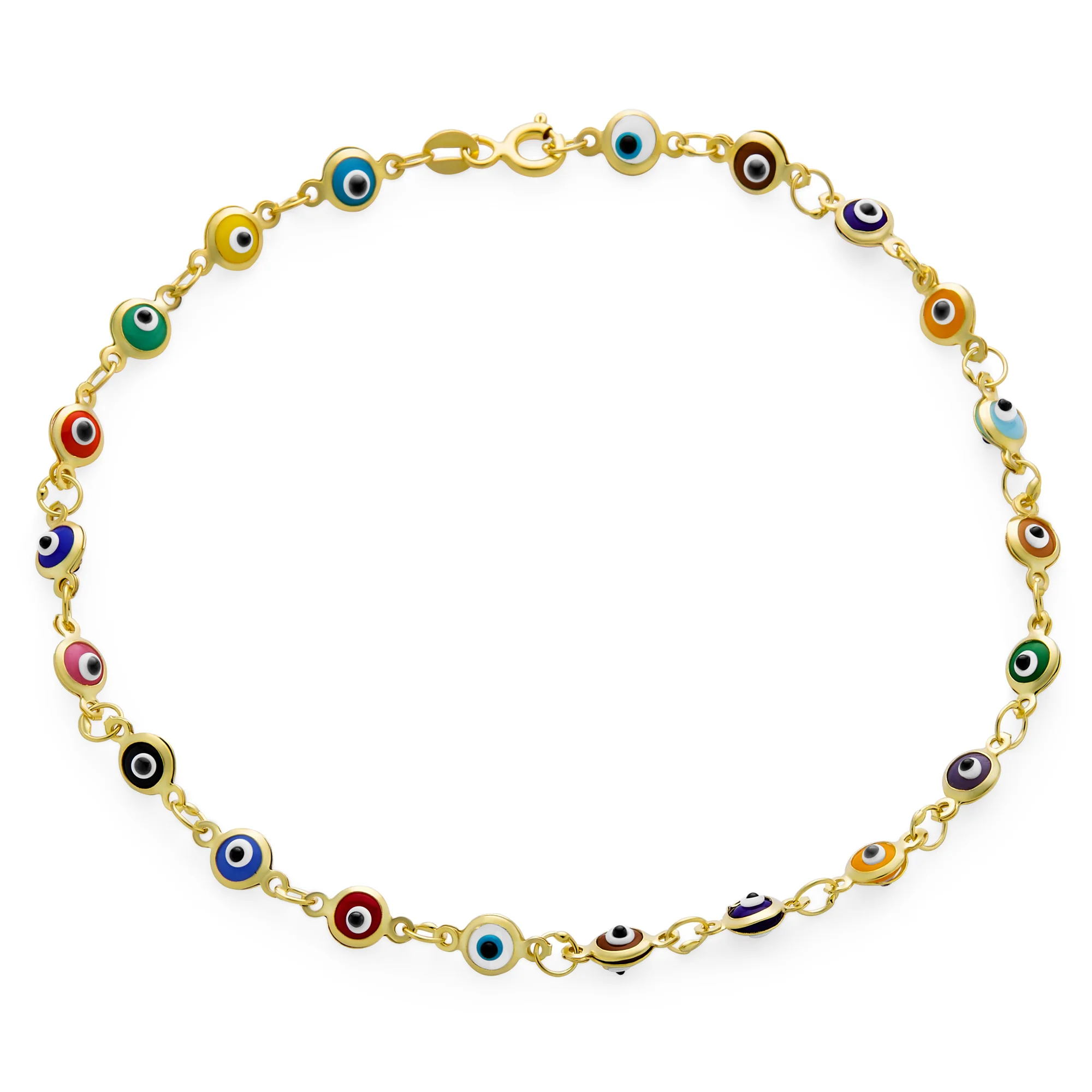 Protection Amulet Evil Eyes Anklet Ankle Bracelet Gold Plated Sterling Silver