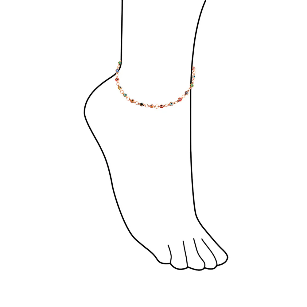 Protection Amulet Evil Eyes Anklet Ankle Bracelet Gold Plated Sterling Silver - Image 14