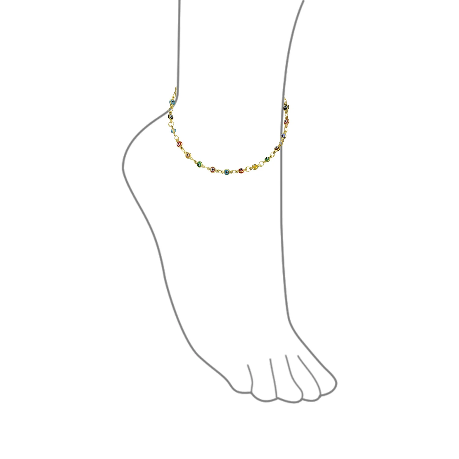 Protection Amulet Evil Eyes Anklet Ankle Bracelet Gold Plated Sterling Silver - Image 18