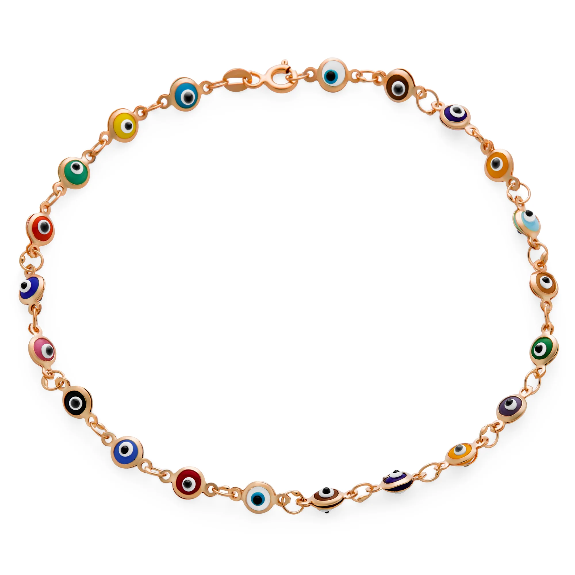 Protection Amulet Evil Eyes Anklet Ankle Bracelet Gold Plated Sterling Silver - Image 3