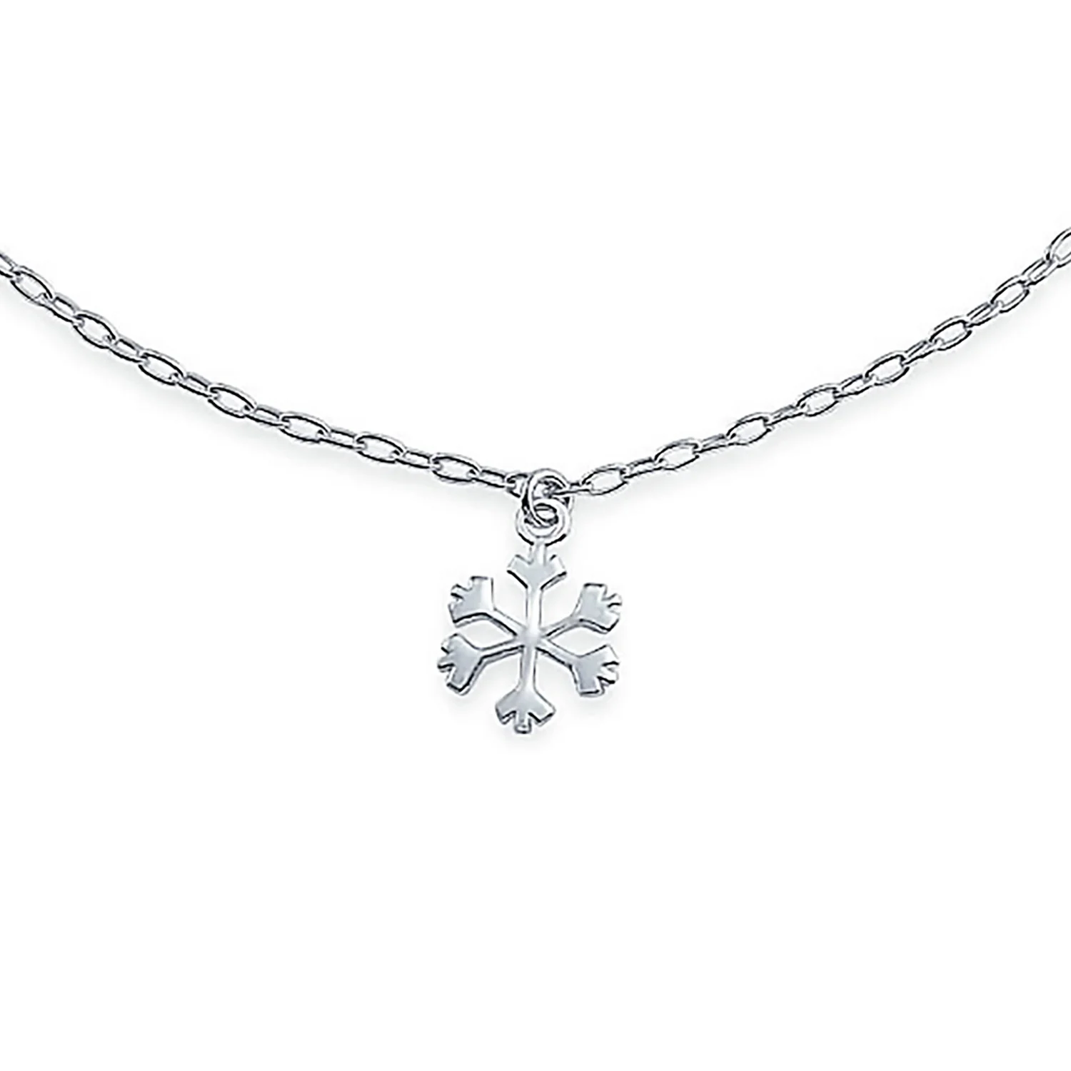 Holiday Party Snowflake Anklet Ankle Bracelet Sterling Silver 9-10 Inch - Image 2