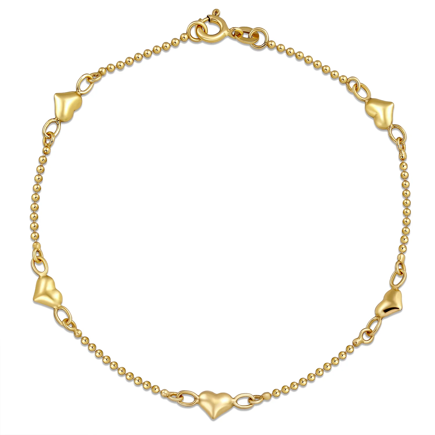 Romantic Delicate Puff Hearts Charm Anklet Ankle Bracelet Rose Gold Vermeil Sterling 9 Inch