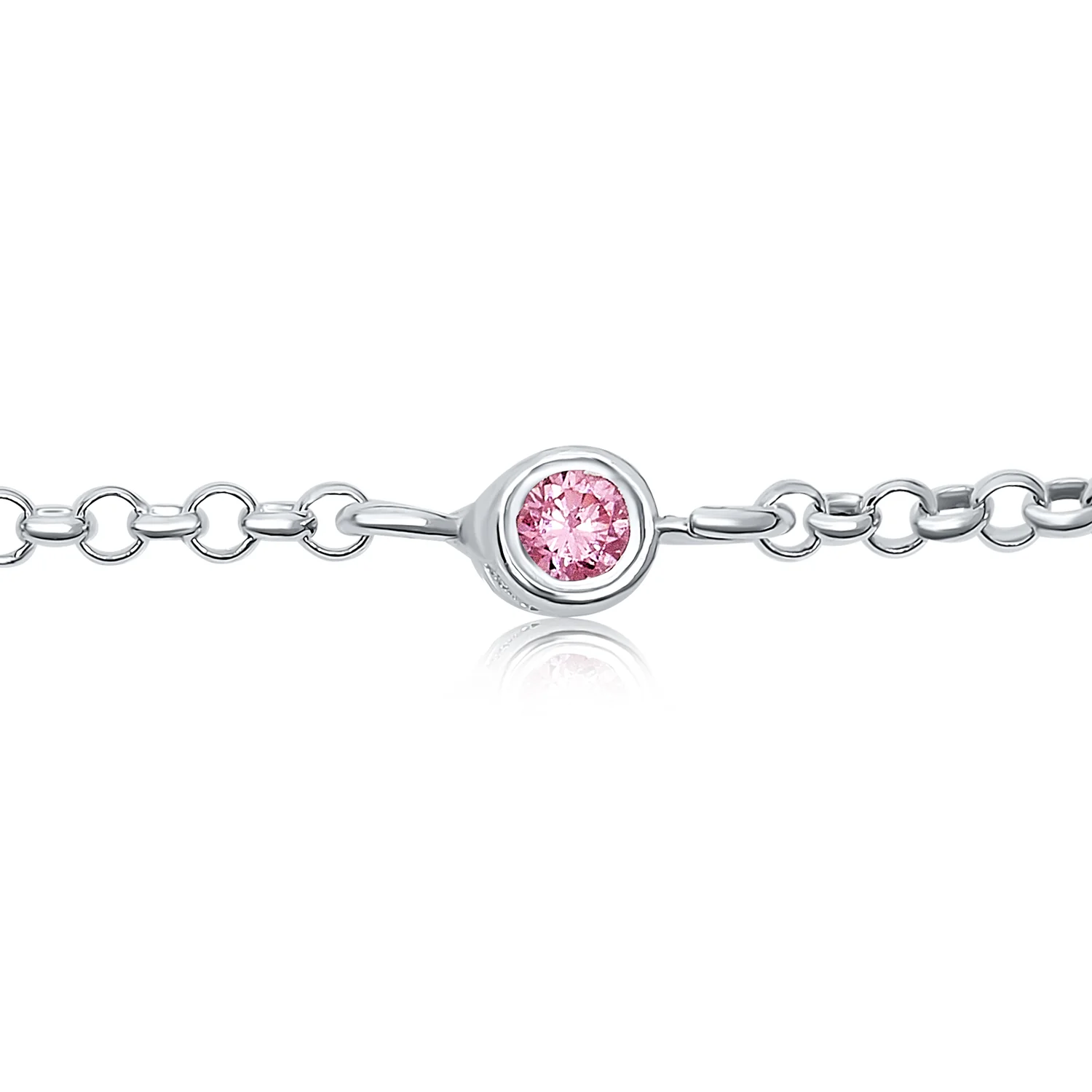 Pink Bead Chain Anklet Ankle Bracelet Sterling Silver 9-10 Inch - Image 2