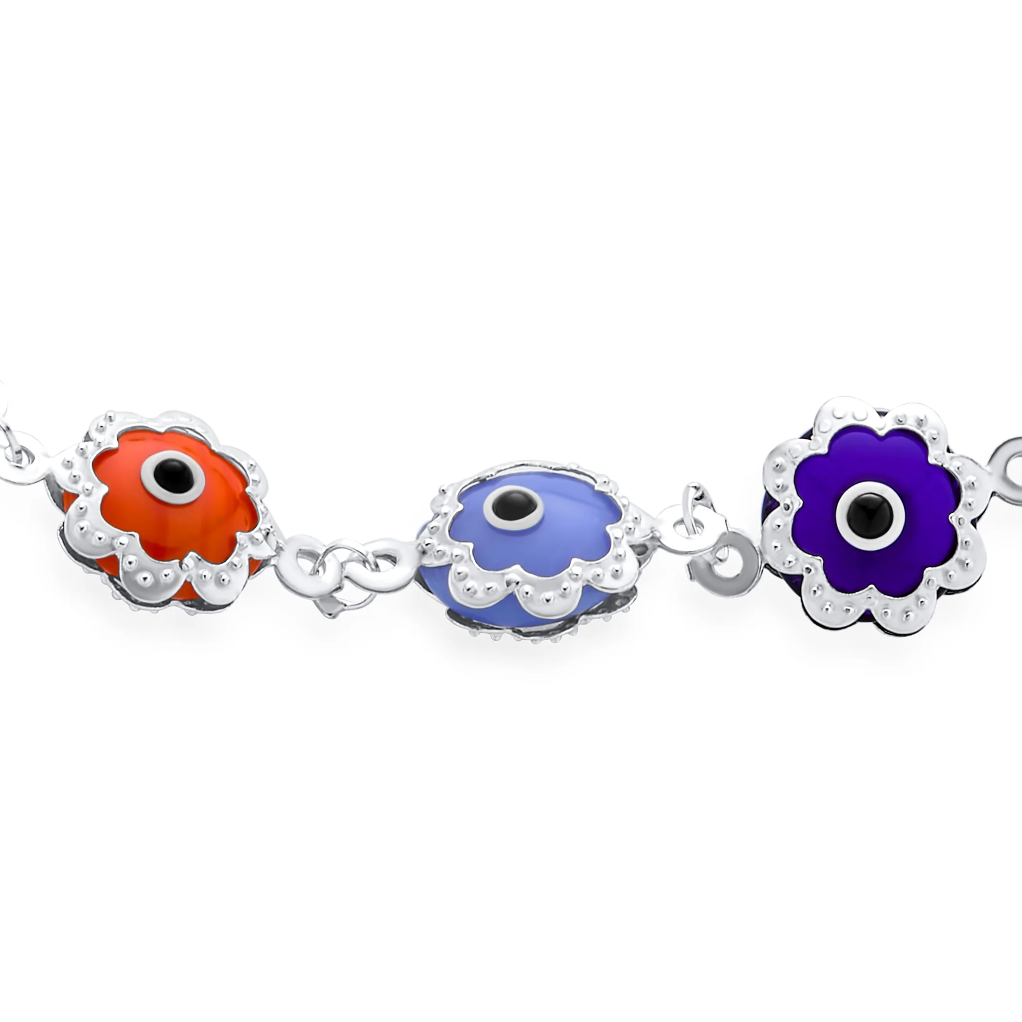 Protection Amulet Turkish Evil Eyes Anklet Ankle Bracelet Sterling Silver 9 Inch - Image 2