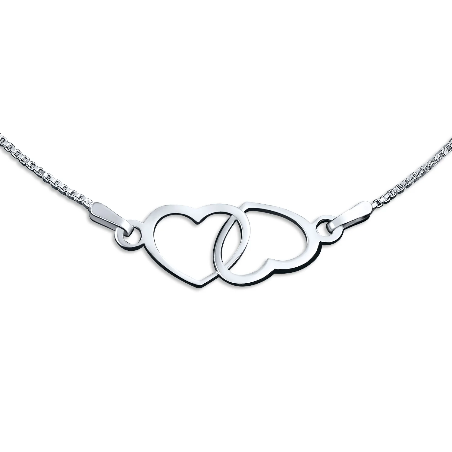 Interlocking Hearts Anklet Ankle Bracelet Silver 9-10" - Image 2