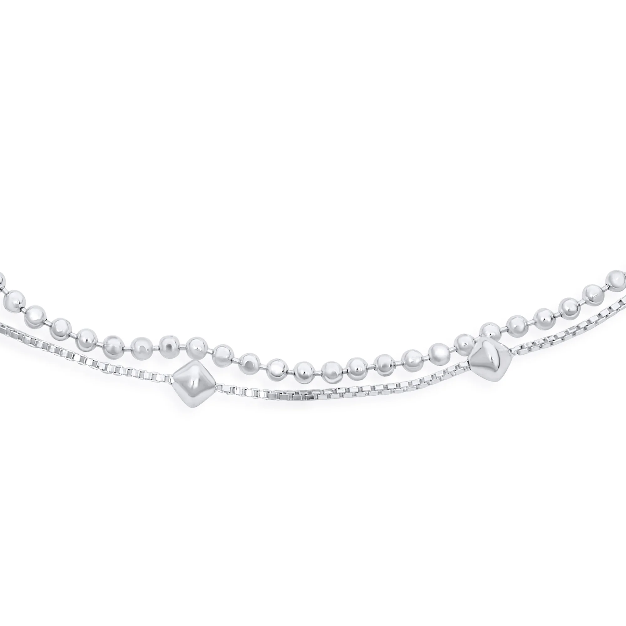 2 In 1 Sterling Silver Anklet Diamond Beads Ankle Bracelet - Image 3