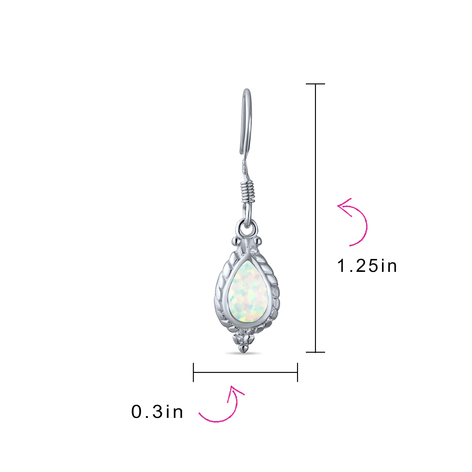 Antique Dangle Gemstone Earrings Iridescent Opal Silver - Image 7