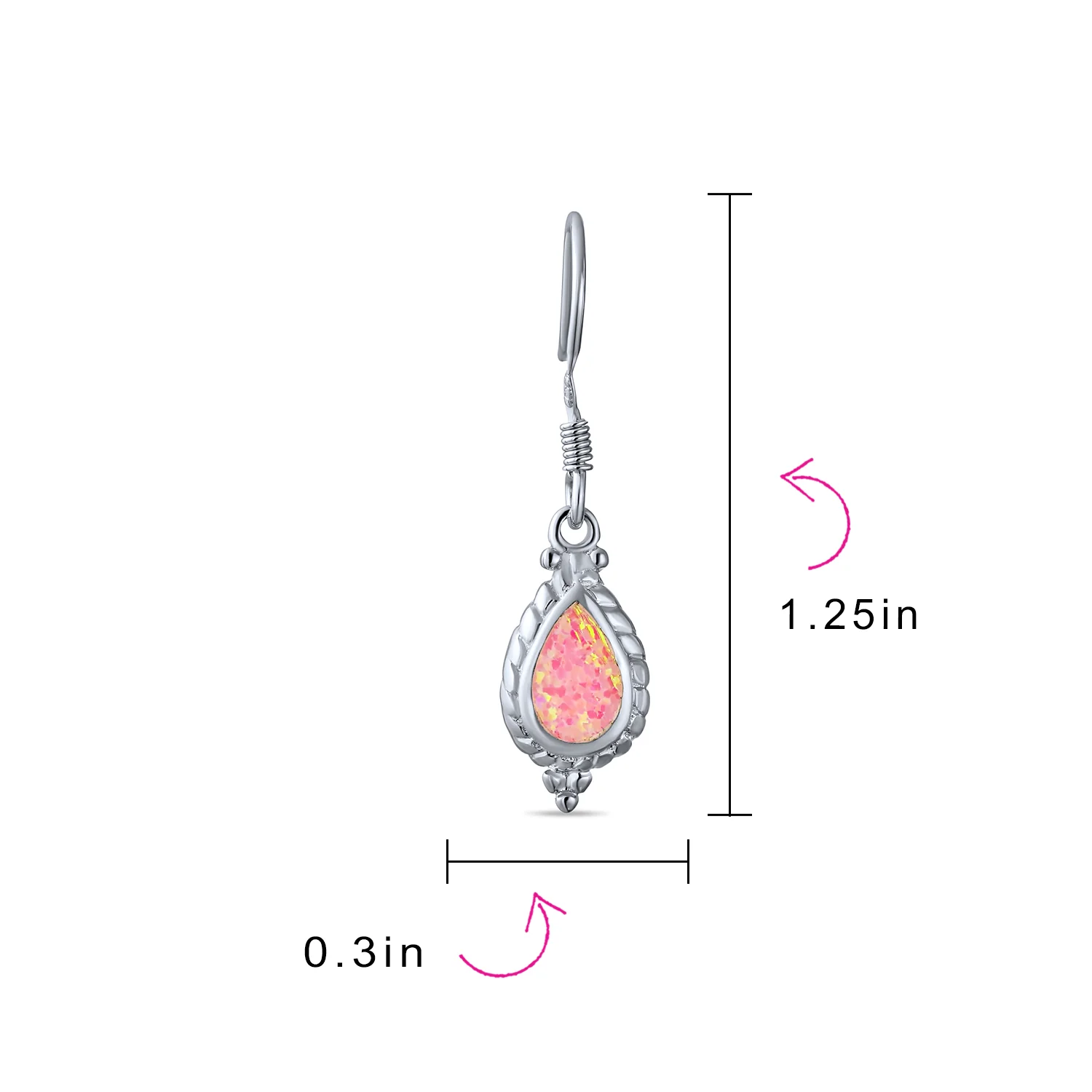 Antique Dangle Gemstone Earrings Iridescent Opal Silver - Image 8