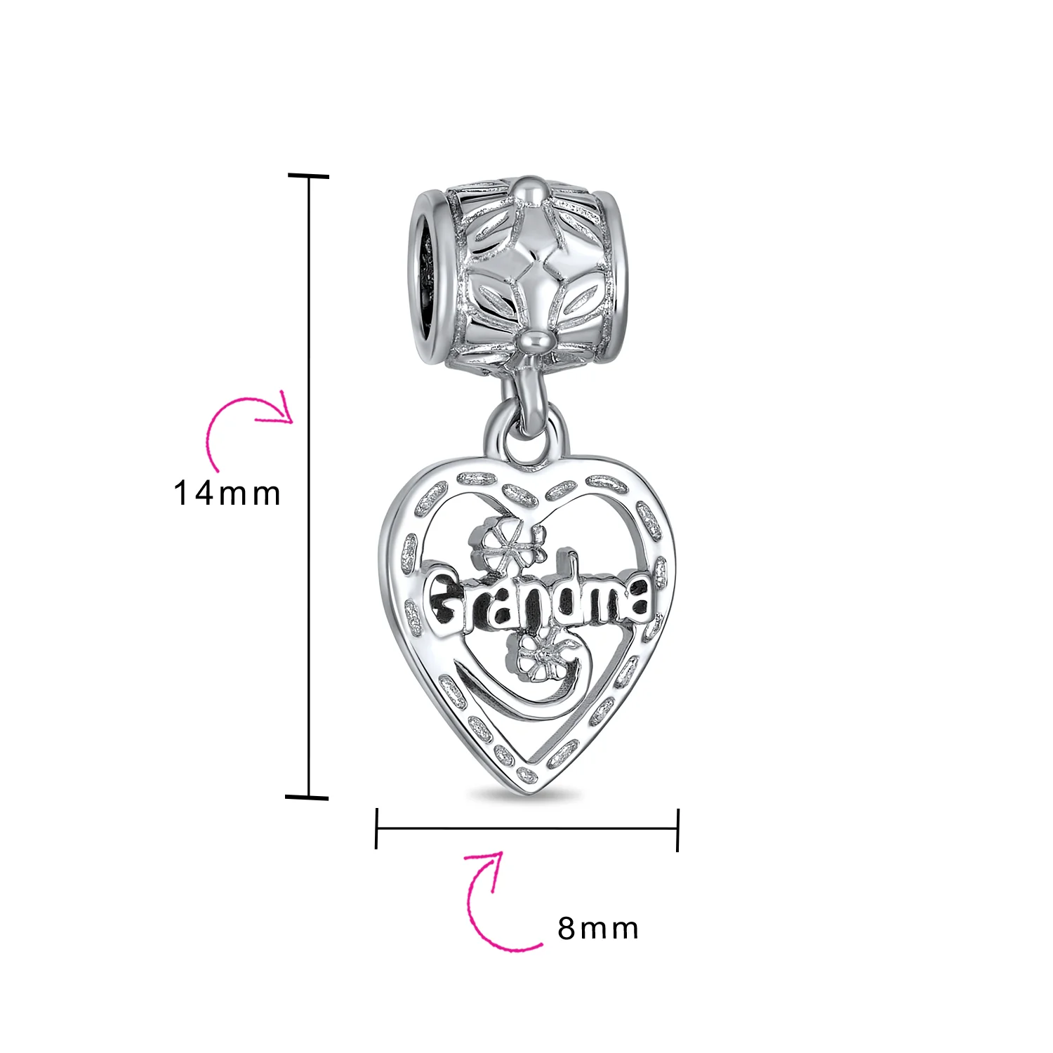 Antique Vintage BFF Heart Grandma Dangle Charm Bead - Image 4
