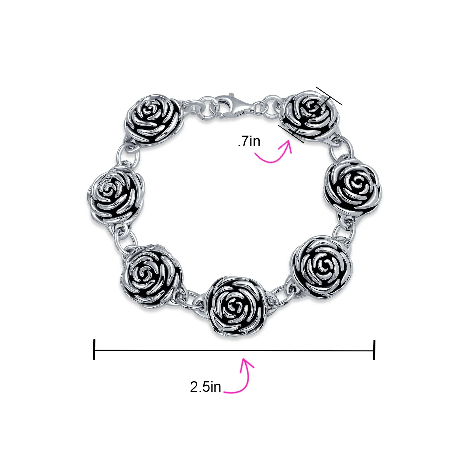 Antiqued Finish 3D Garden Flower Strand Bracelet Black Rose - Image 3