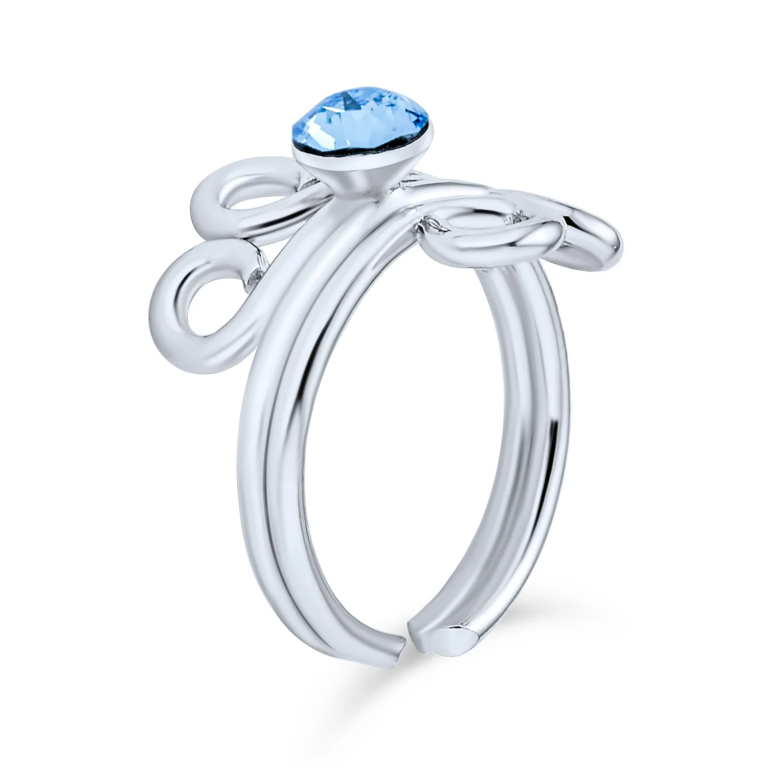 Aqua Crystal Swirl Ear Cuff Cartilage Wrap Helix Earring - Image 2