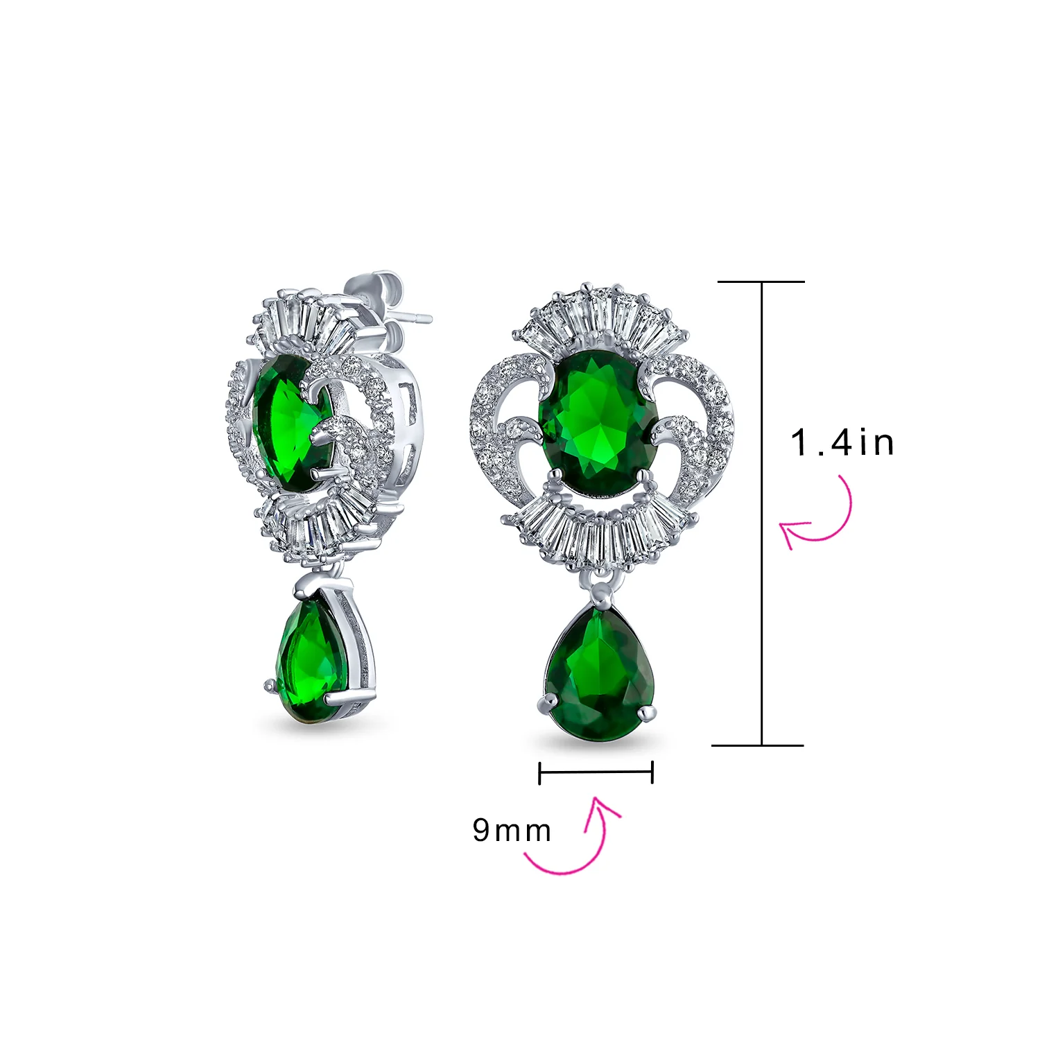 Art Deco Cubic Zirconia Dangle Chandelier Earrings Silver - Image 10
