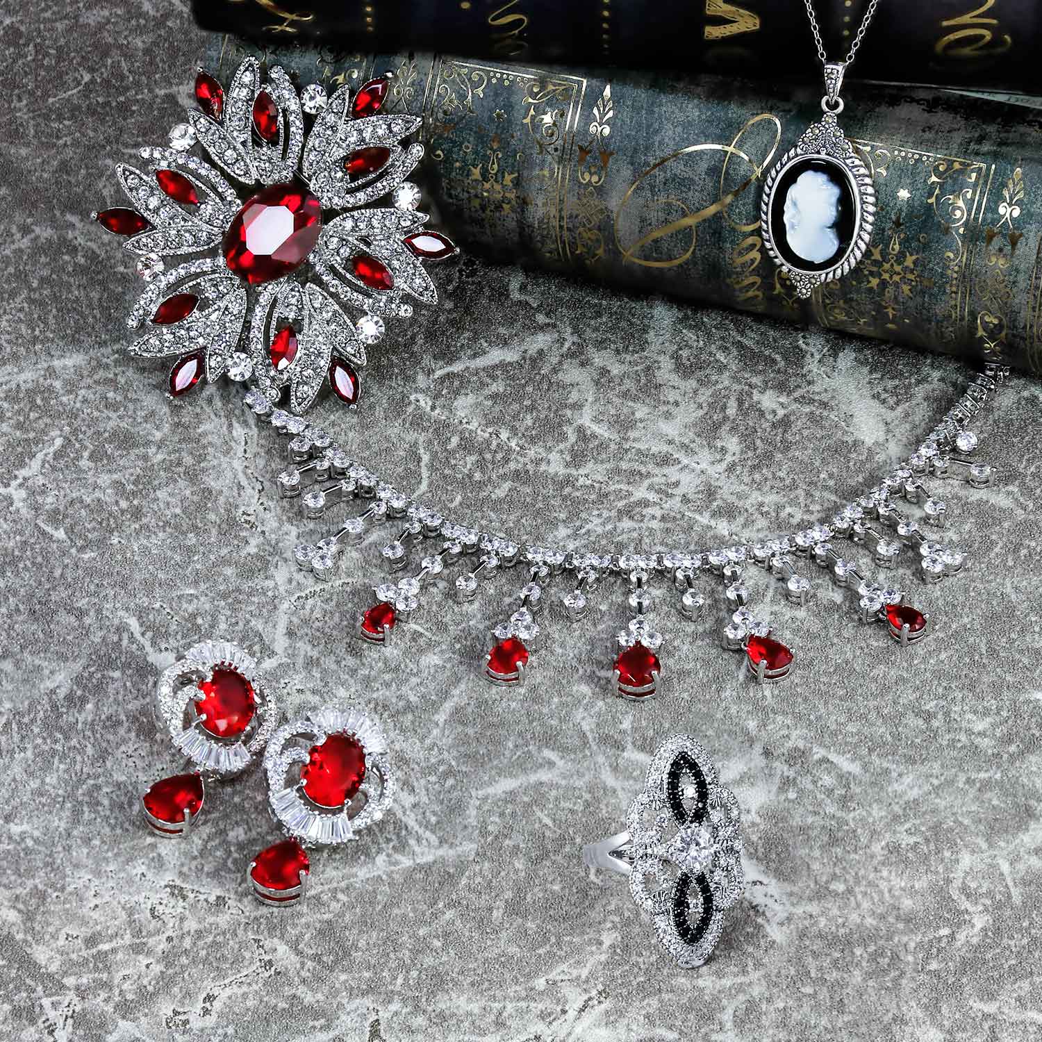 Art Deco Cubic Zirconia Dangle Chandelier Earrings Silver - Image 13