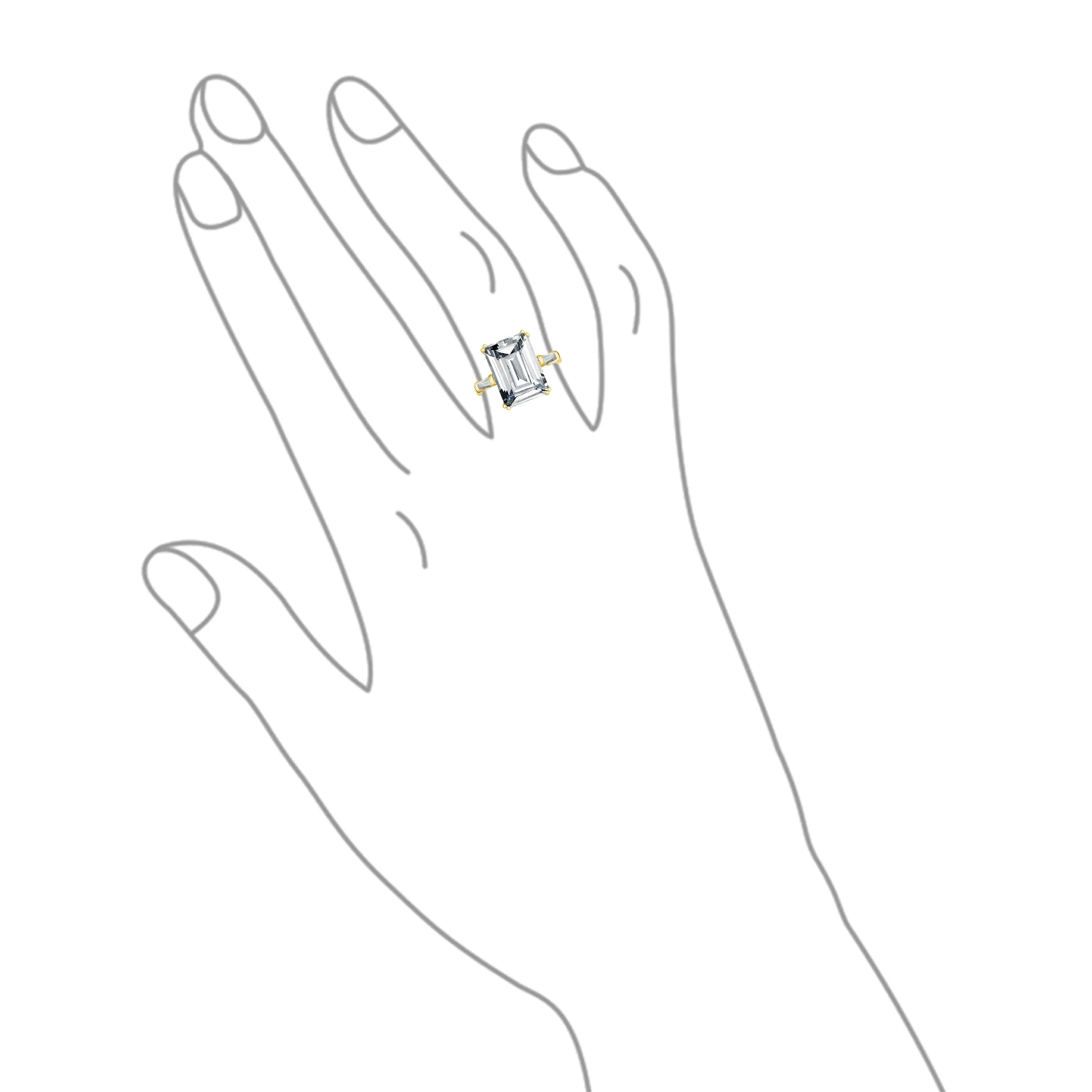 10CT Solitaire Emerald-Cut CZ Cubic Zirconia Statement Engagement Ring Gold Plated Sterling Silver - Image 6