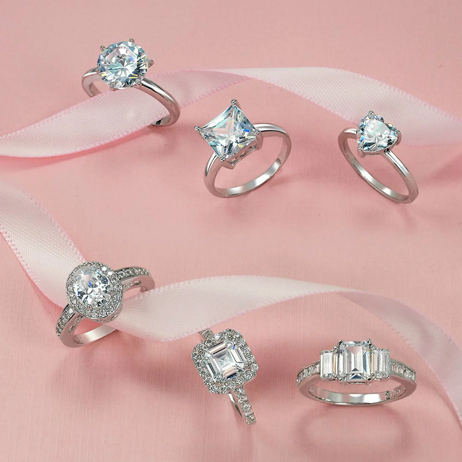 Three Stone Promise Engagement Ring 2CT Emerald Cut Past Present Future .925 Sterling Silver - Image 3