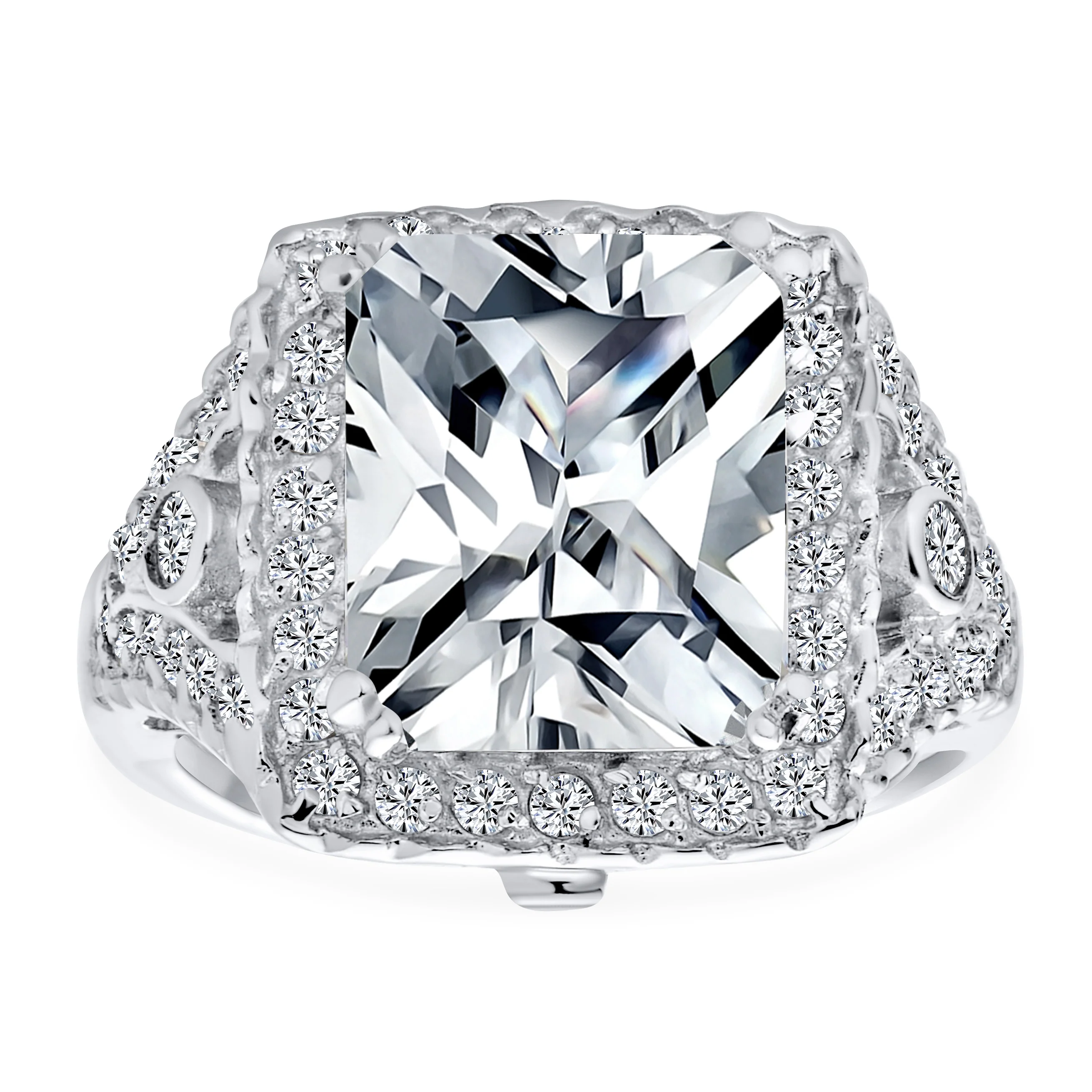 Art Deco 7 CTW Emerald Cut Engagement Ring AAA CZ Statement - Image 2