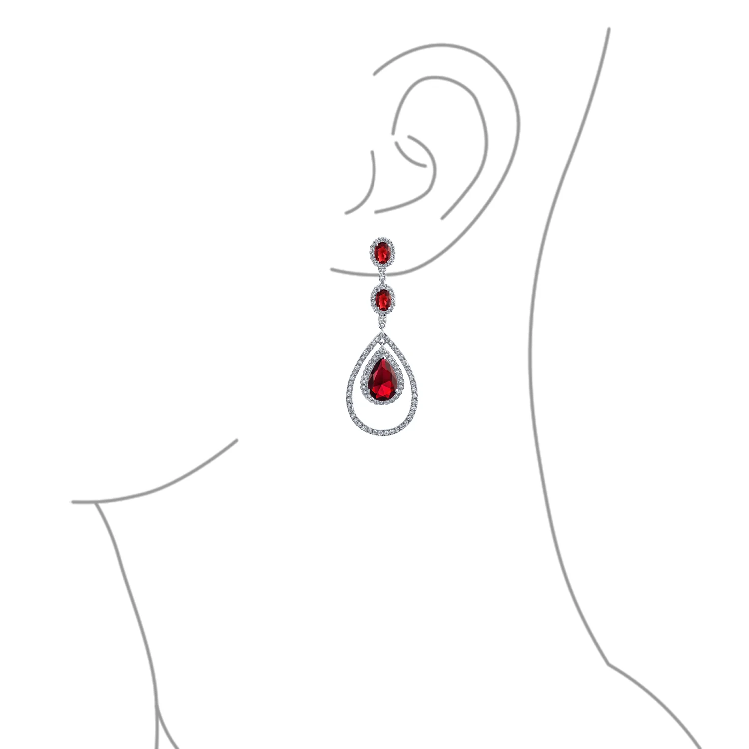 Cocktail Cubic Zirconia Double Halo Large Purple Amethyst Teardrop CZ Chandelier Earrings - Image 17