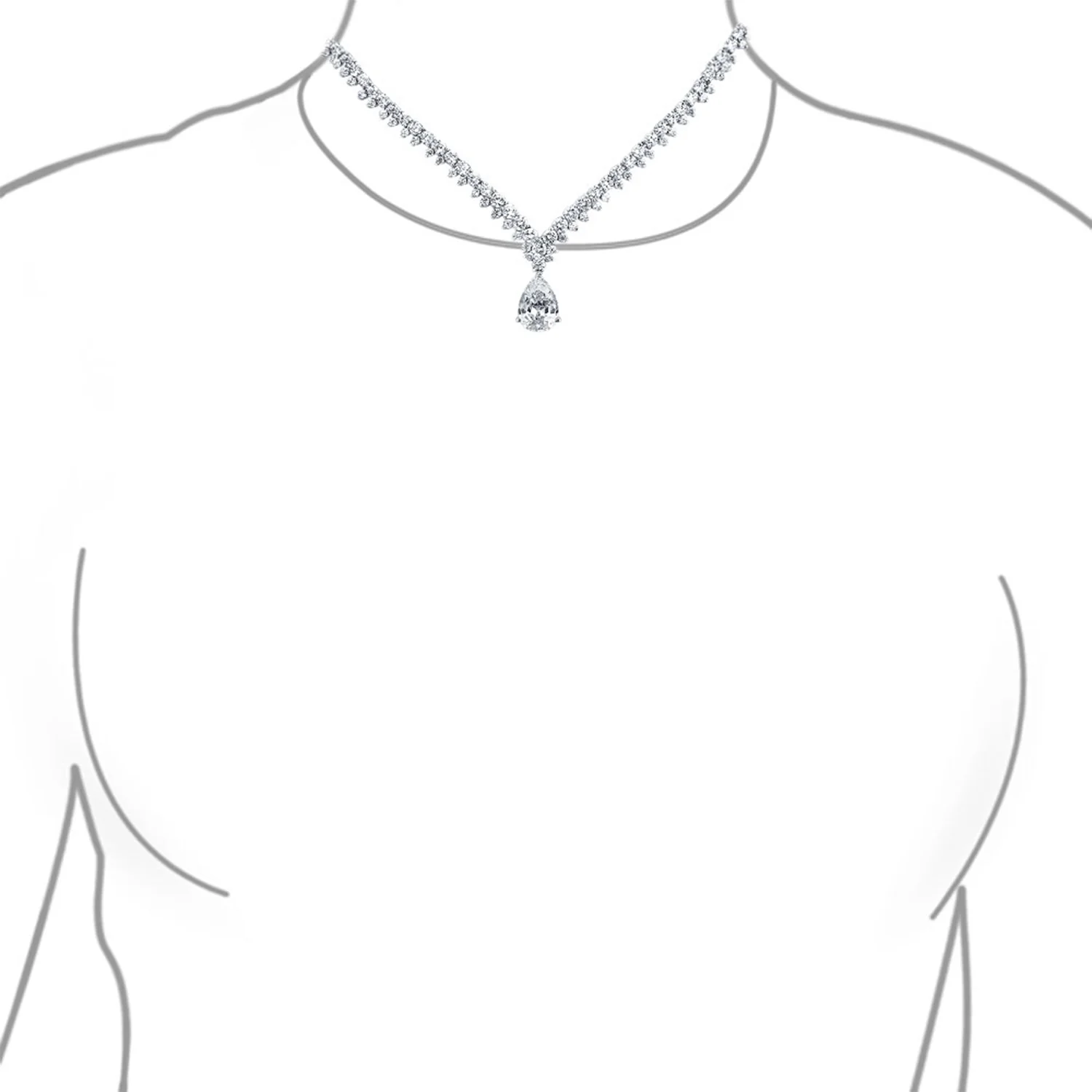 Leaf Teardrop CZ Choker Necklace Earrings Bridal Jewelry Set - Image 5