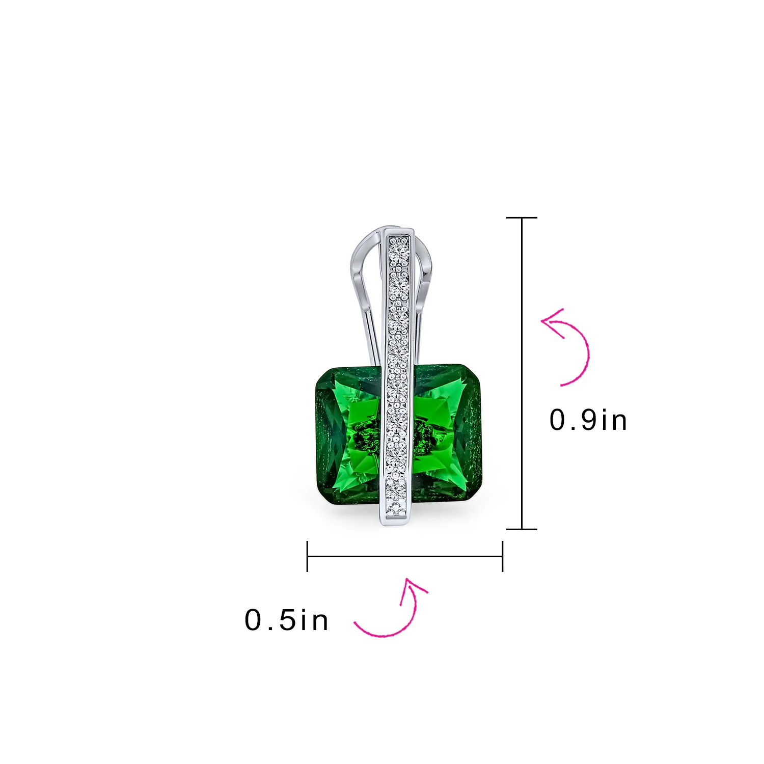 Art Deco Style Cubic Zirconia Rectangle Emerald Cut Drop Earrings Silver Plated - Image 22