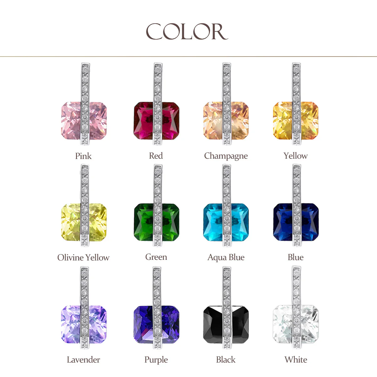 Art Deco Style Cubic Zirconia Rectangle Emerald Cut Drop Earrings Silver Plated - Image 32