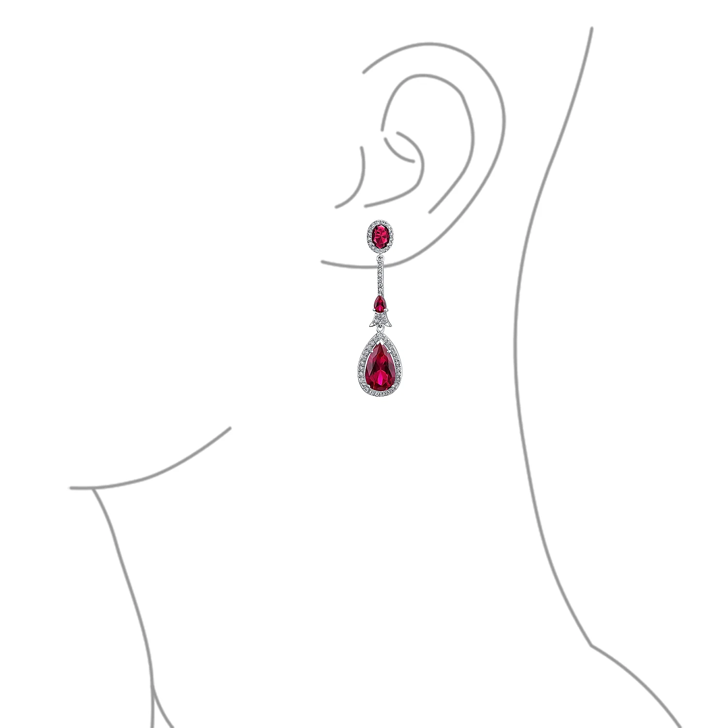 Art Deco Style Dangle Halo Blue Sapphire CZ Cubic Zirconia Teardrop Statement Chandelier Earrings - Image 18