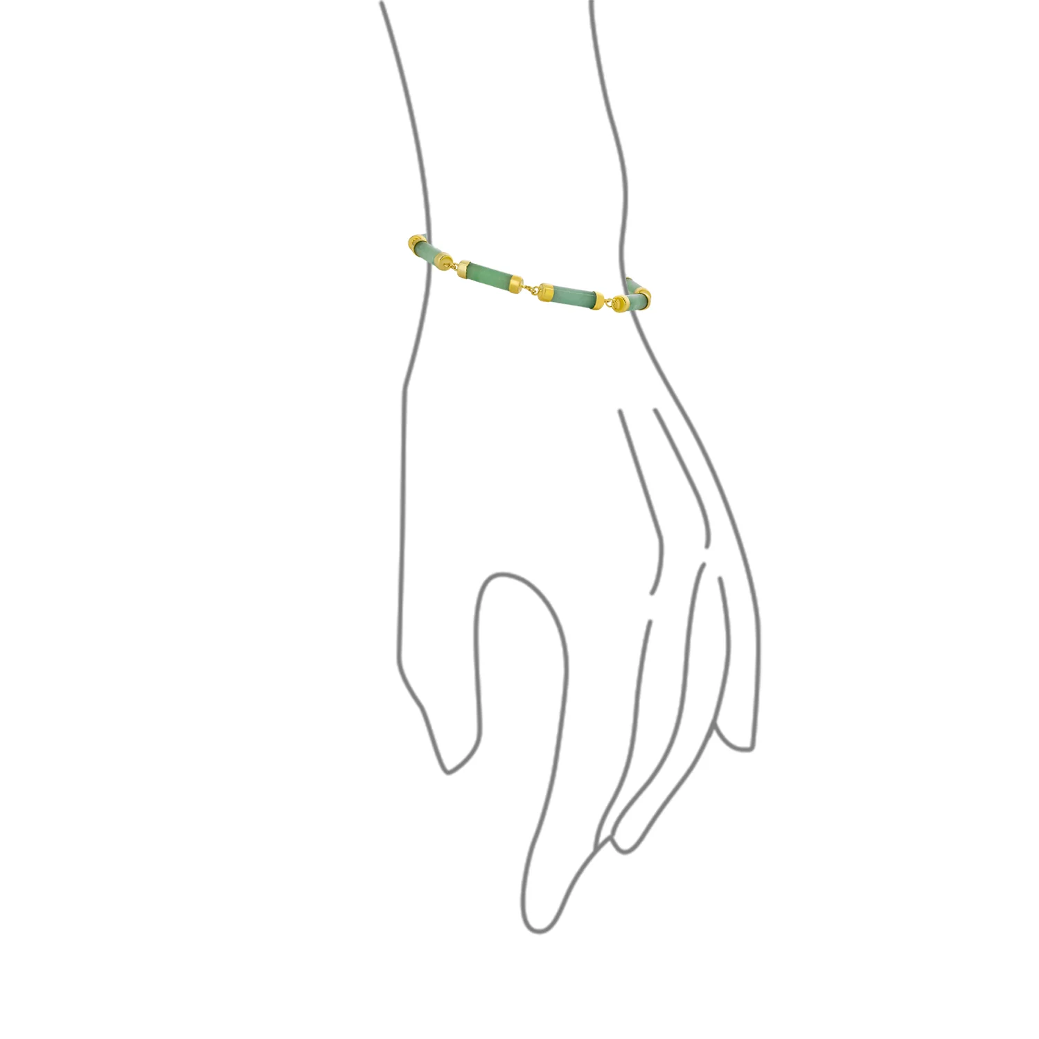 Fine Bar Link Green Natural Jade Bar Link Bracelet Gold Plated Sterling Silver - Image 11