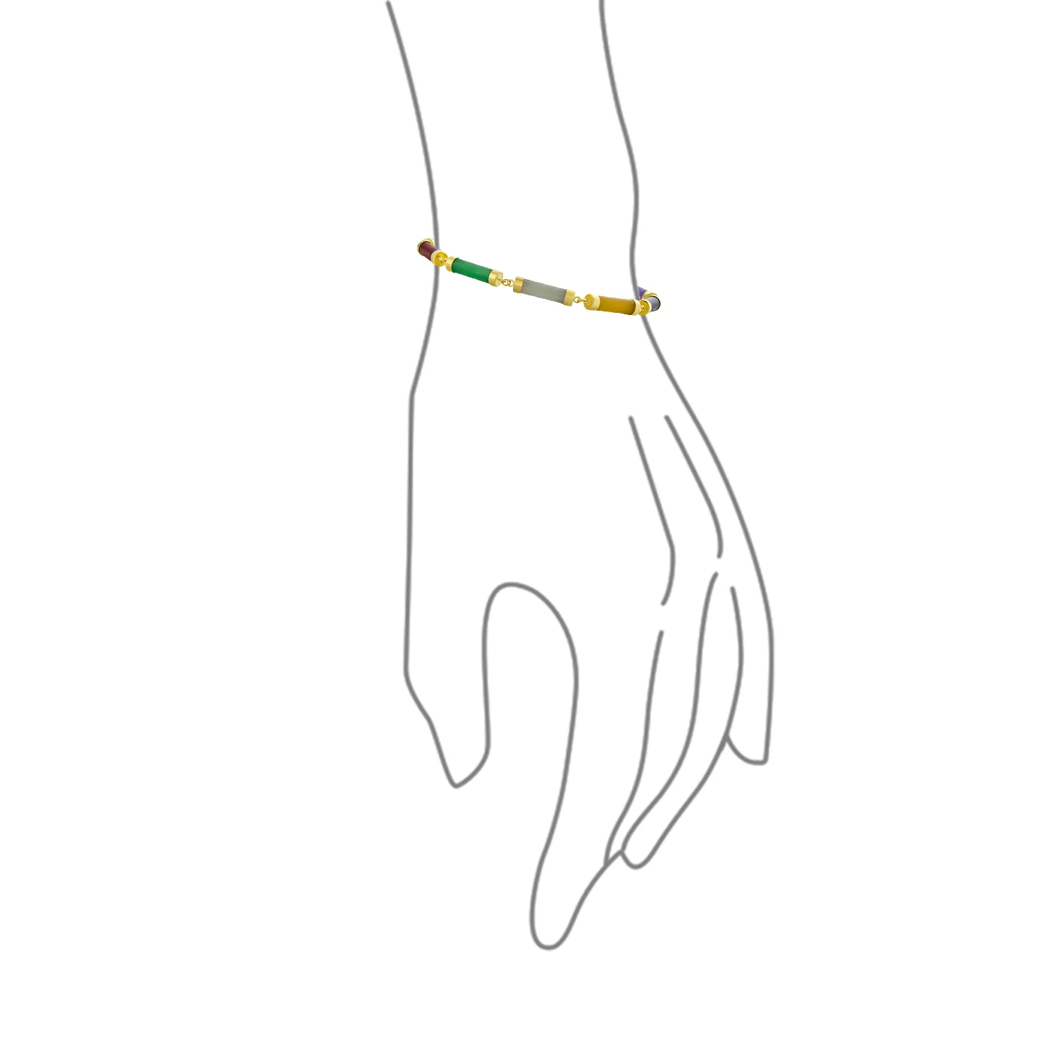 Fine Bar Link Green Natural Jade Bar Link Bracelet Gold Plated Sterling Silver - Image 12