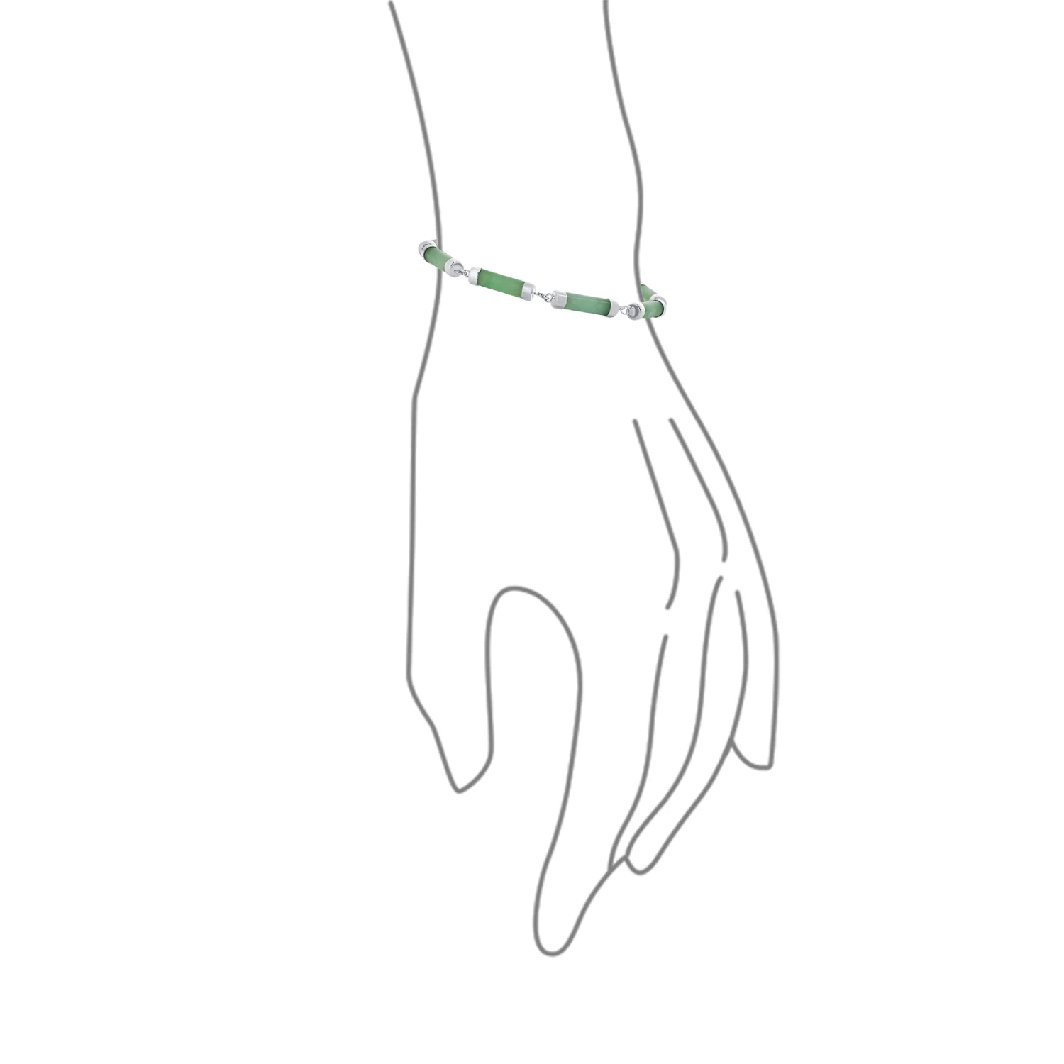 Fine Bar Link Green Natural Jade Bar Link Bracelet Gold Plated Sterling Silver - Image 14