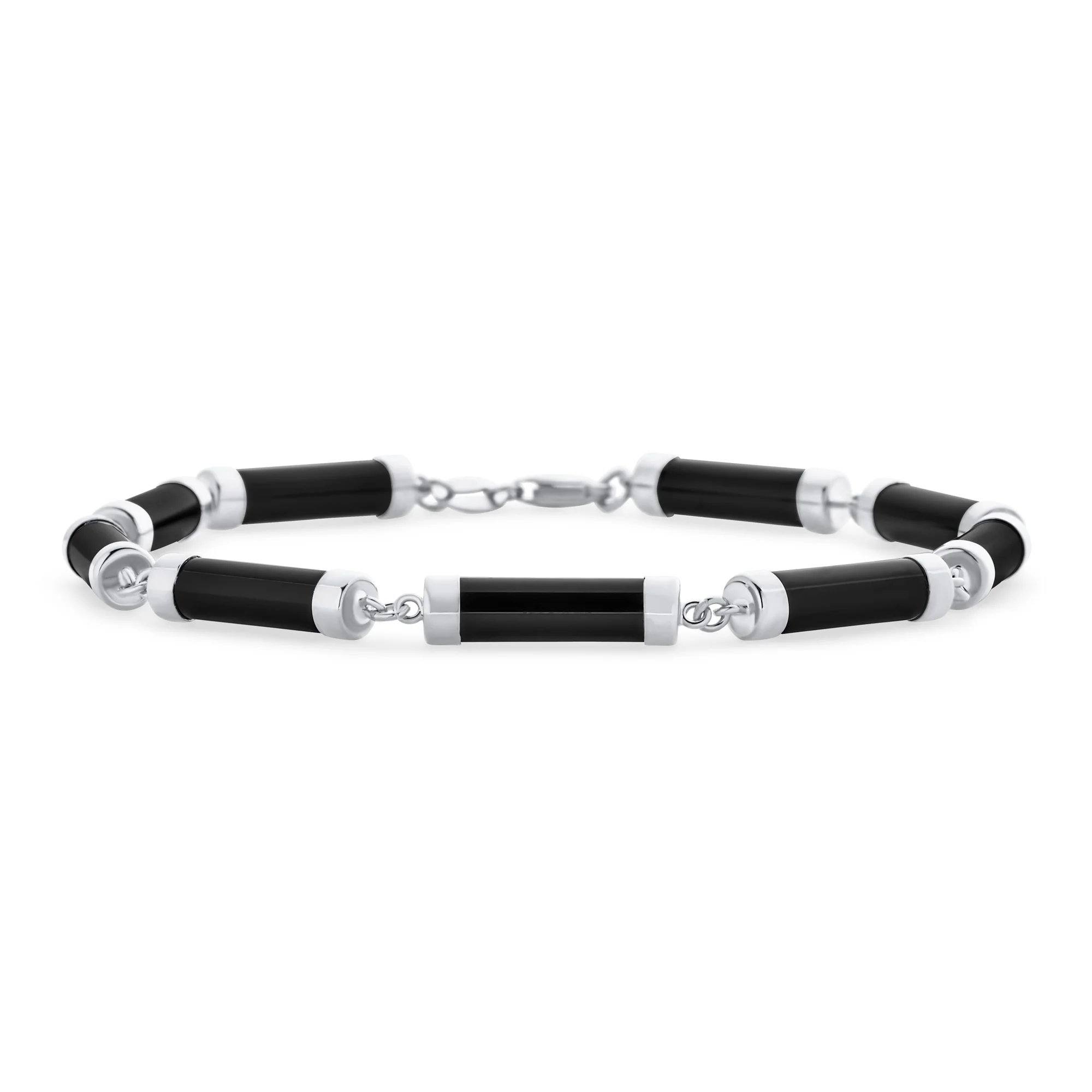 Fine Bar Link Green Natural Jade Bar Link Bracelet Gold Plated Sterling Silver - Image 5