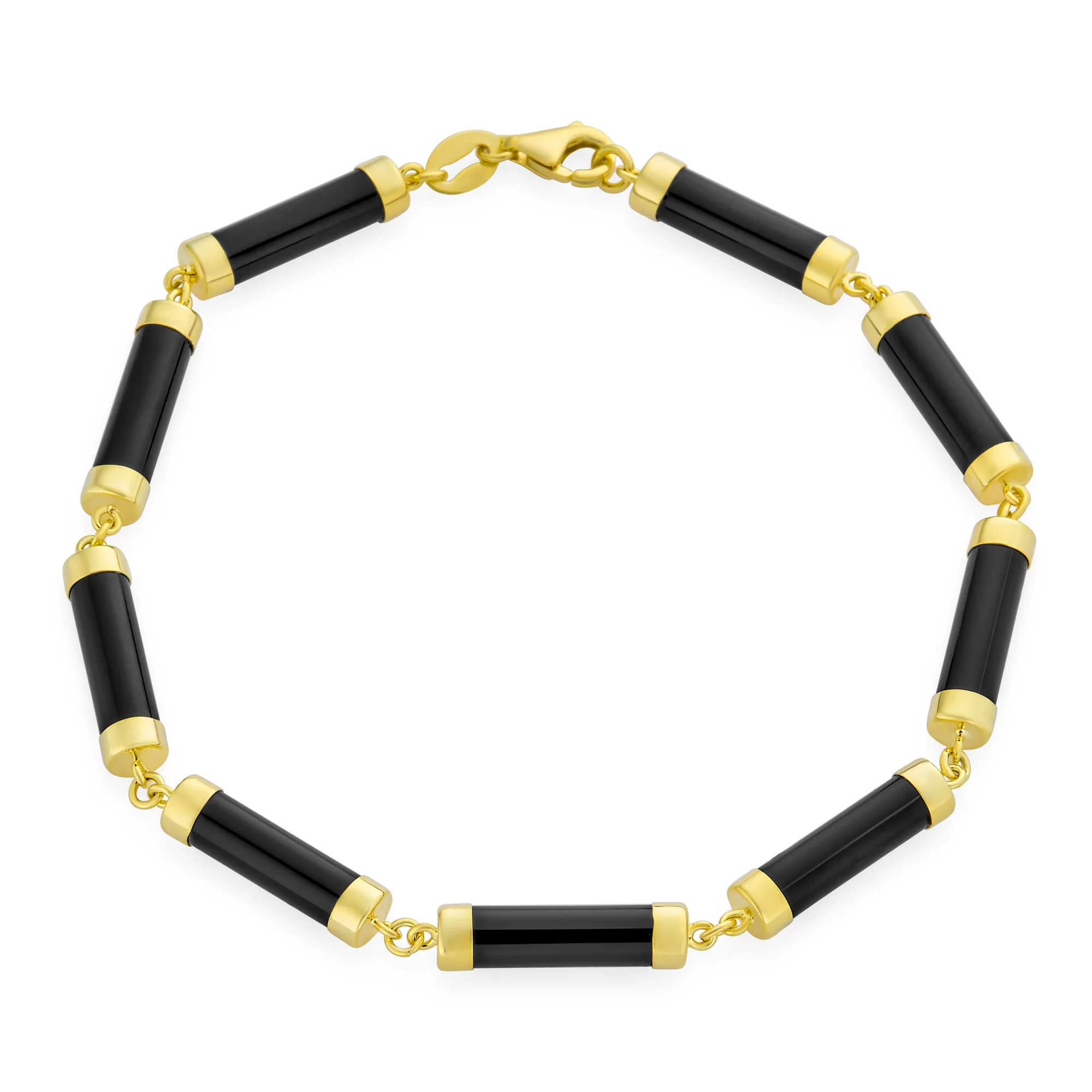 Fine Bar Link Green Natural Jade Bar Link Bracelet Gold Plated Sterling Silver - Image 8