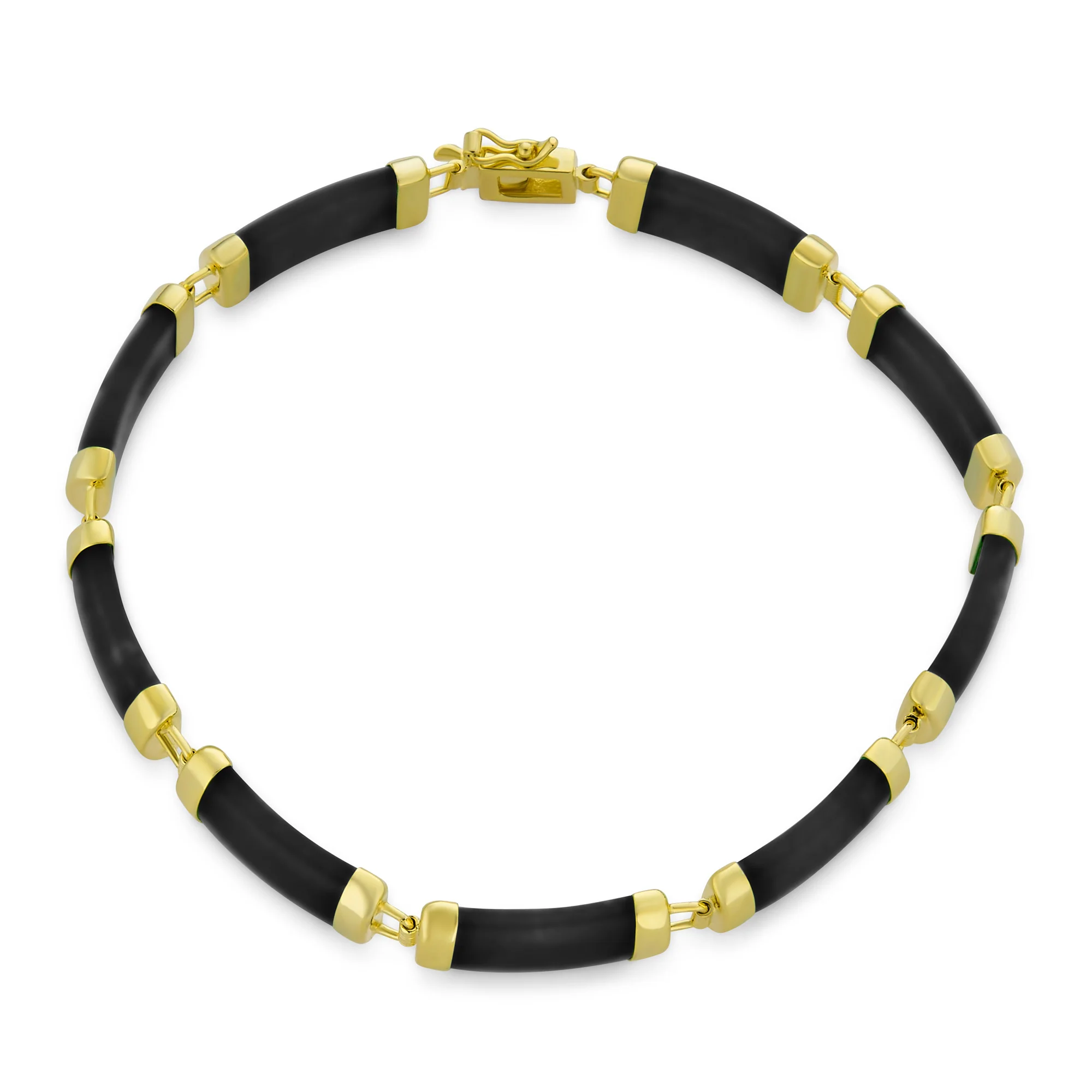 Natural Black Onyx Contoured Bar Link Bracelet .925 Sterling Silver 7.5 Inch - Image 6