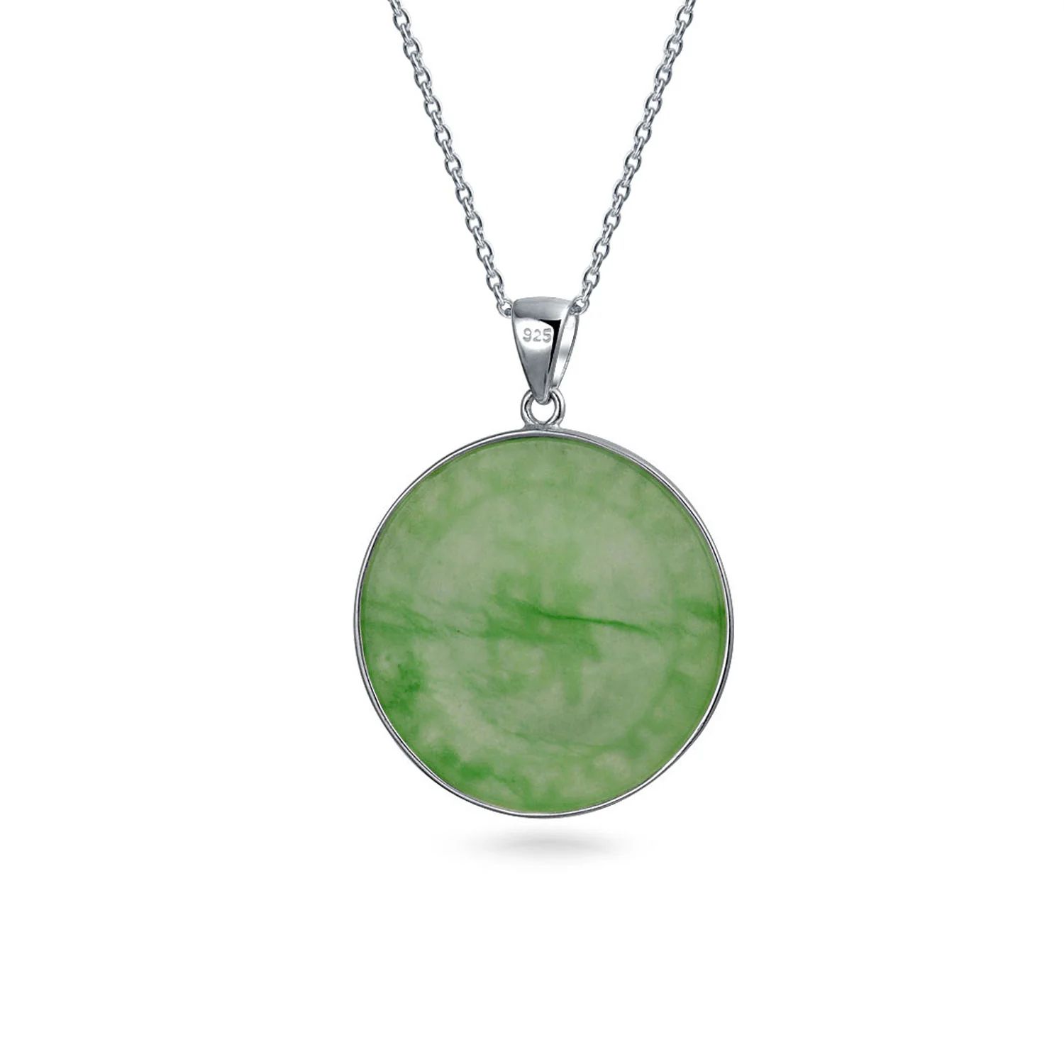 Asian Green Jade Agate Pendant Necklace 14K Gold Plated - Image 3