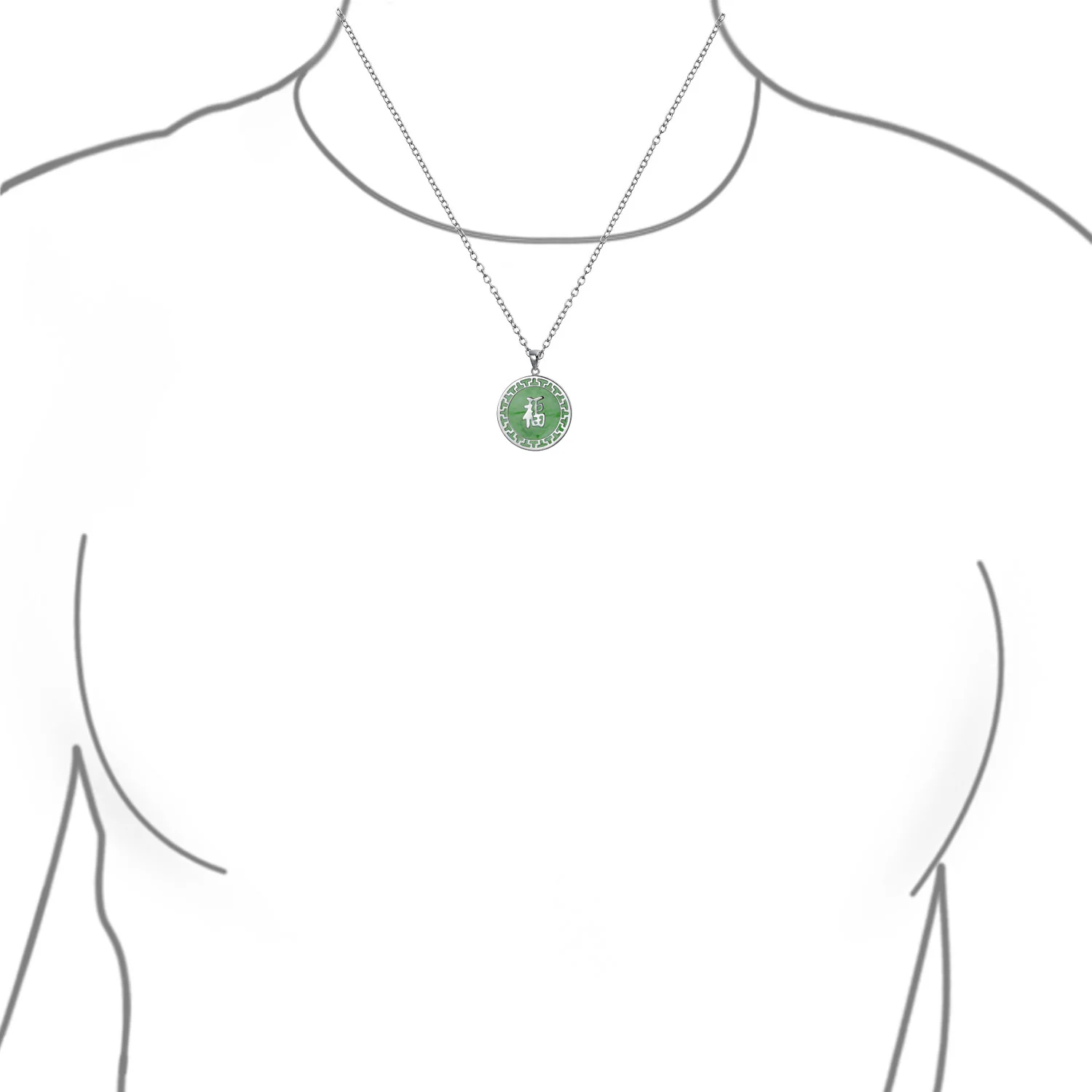 Asian Green Jade Agate Pendant Necklace 14K Gold Plated - Image 5