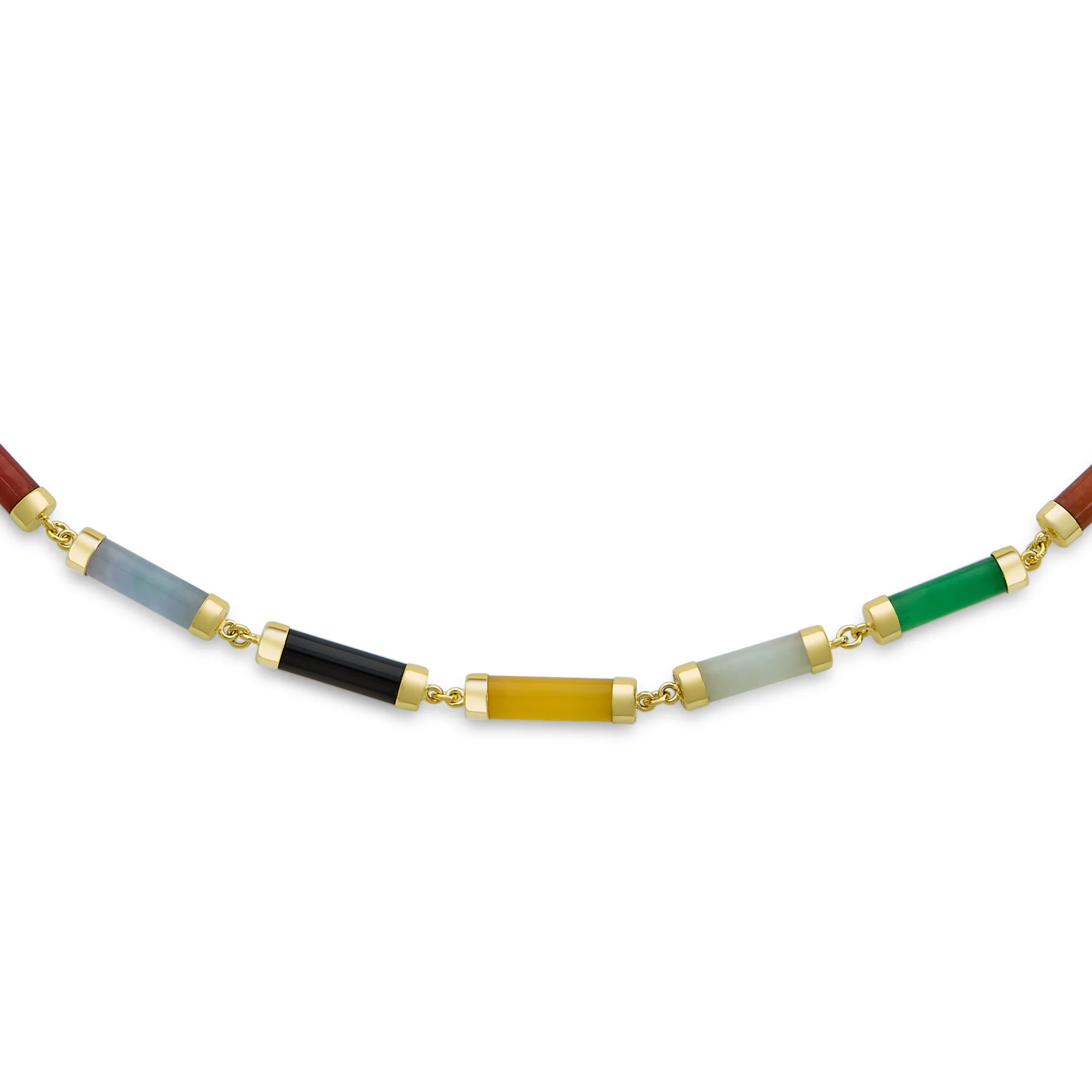 Asian Jade Onyx Pendant Necklace 14K Gold Plated 16-18 Inch - Image 4