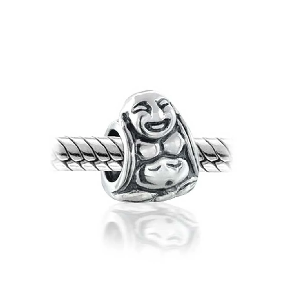 Asian Laughing Buddha Charm Bead Sterling Silver Fits European Bracelet - Image 3