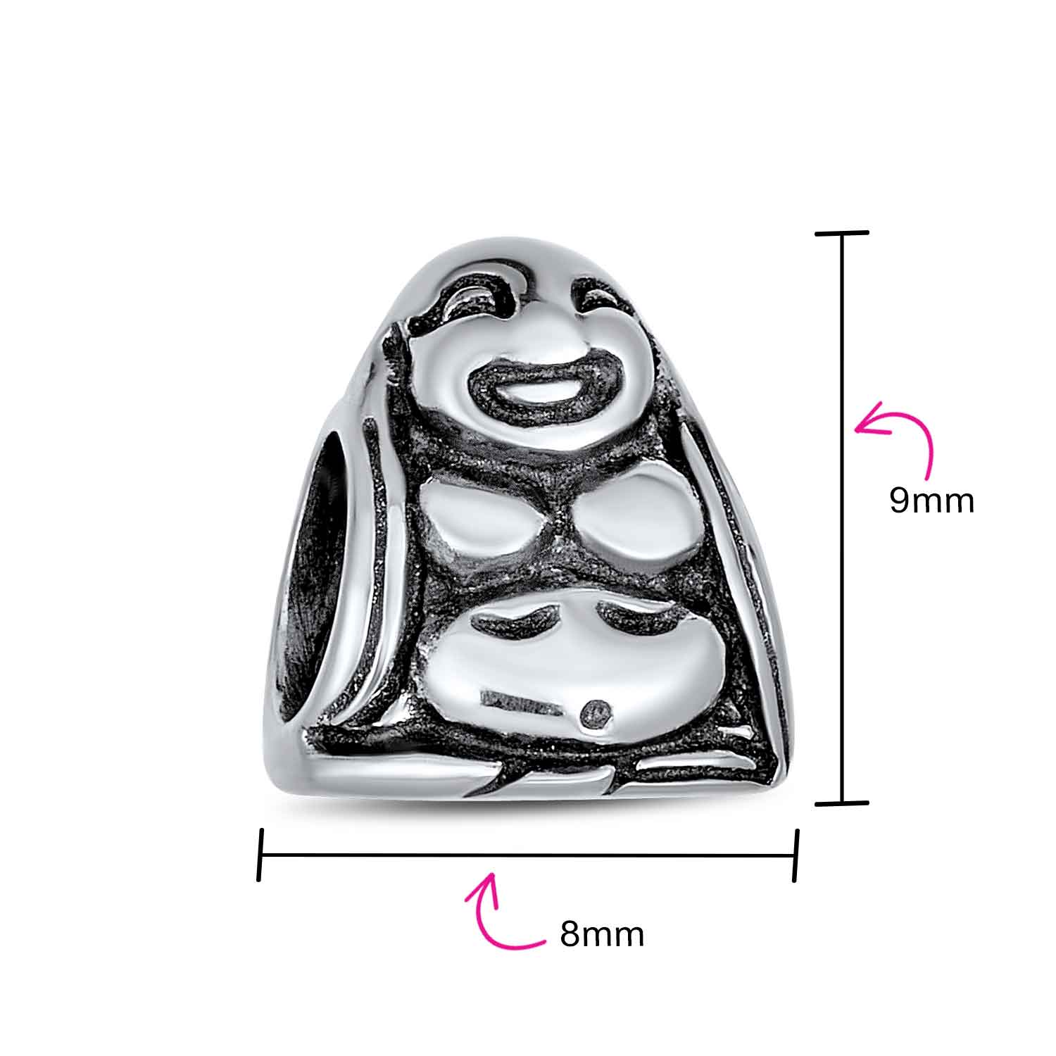 Asian Laughing Buddha Charm Bead Sterling Silver Fits European Bracelet - Image 6